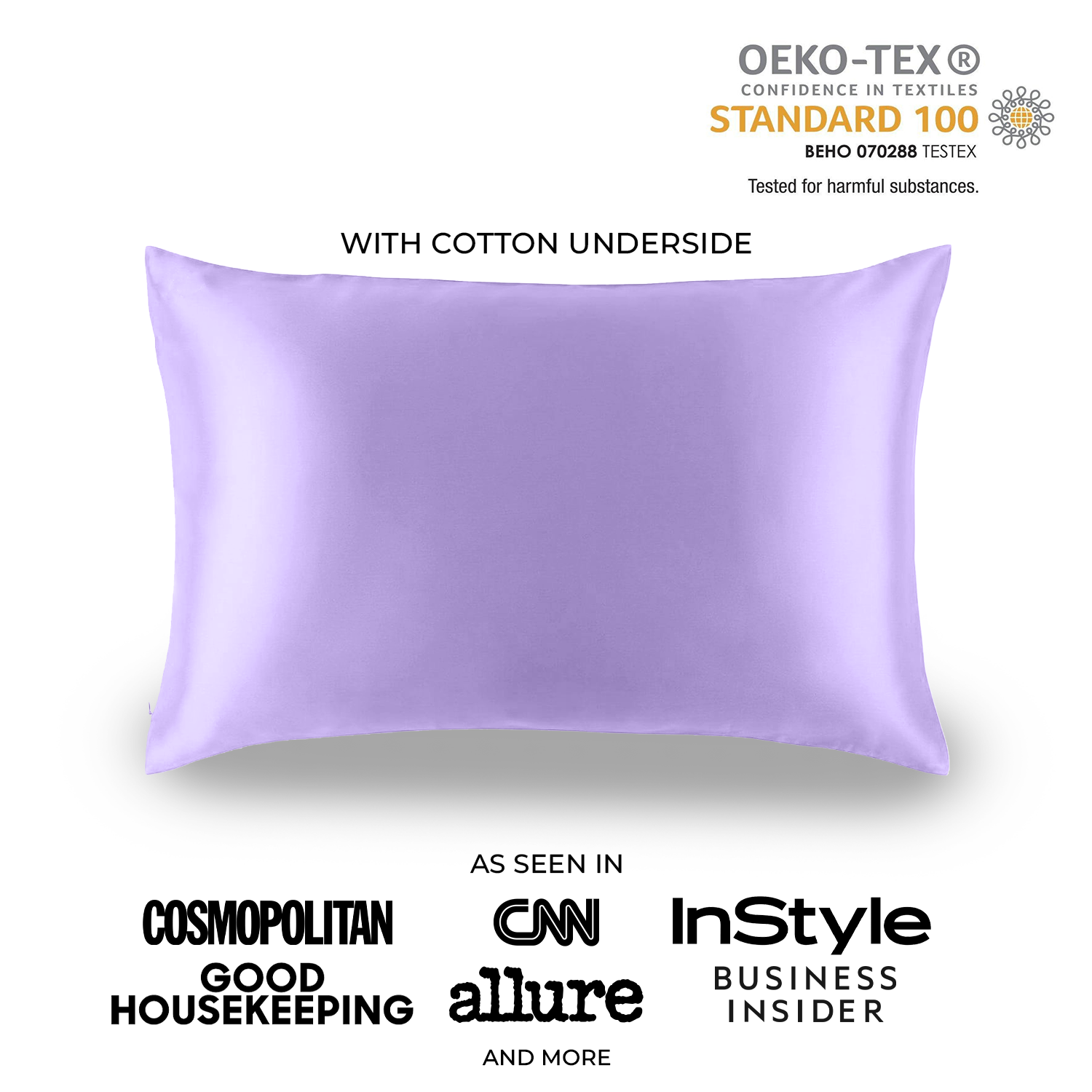 Natural Mulberry Silk Pillowcase with Cotton Underside (19 Momme) - MYK Silk #color_lavender