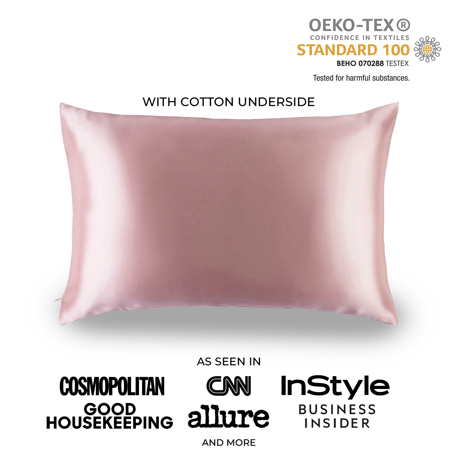 Natural Mulberry Silk Pillowcase with Cotton Underside (19 Momme) - MYK Silk #color_pink