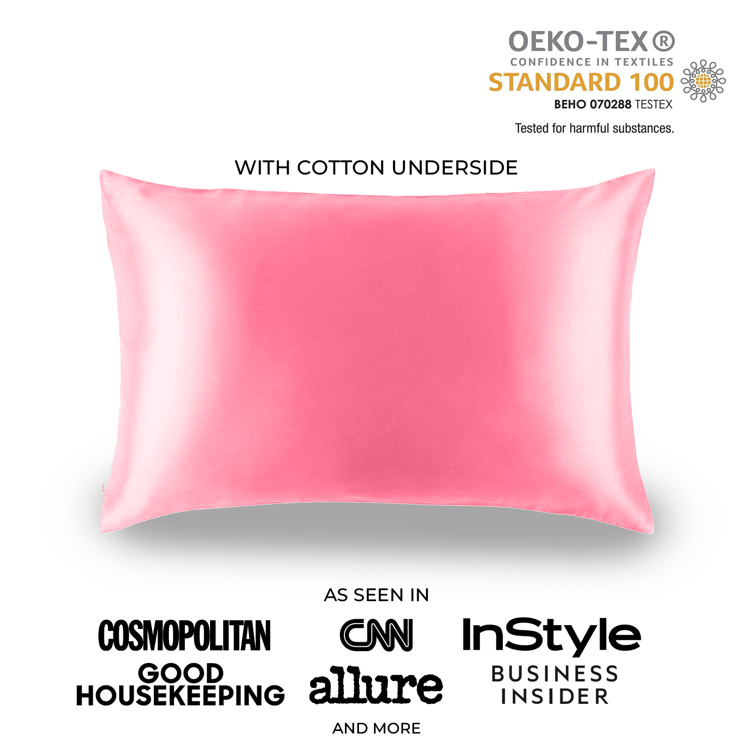 Natural Mulberry Silk Pillowcase with Cotton Underside (19 Momme) - MYK Silk #color_rose pink