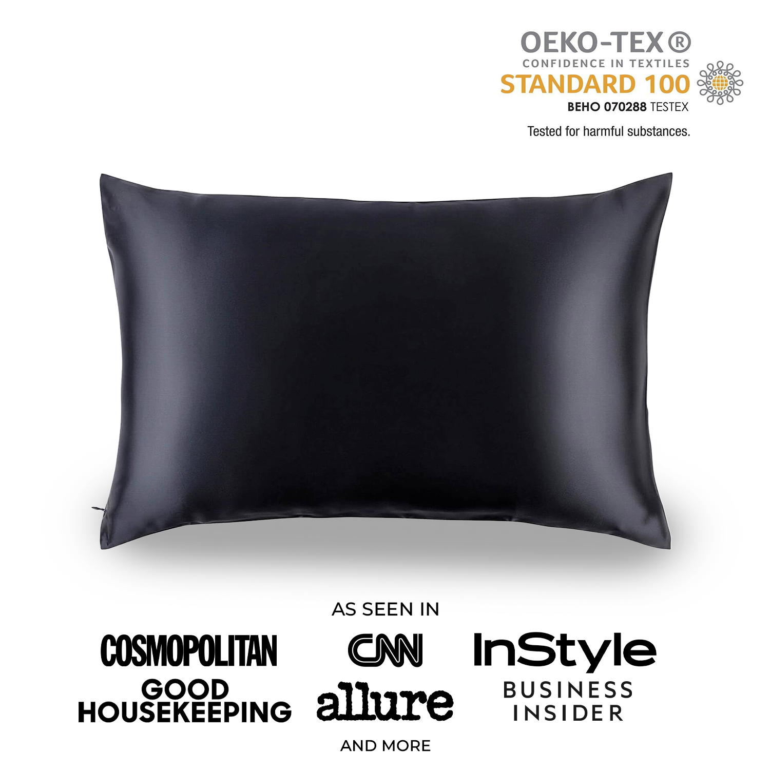 Natural Mulberry Silk Pillowcase (19 Momme) - MYK Silk #color_black