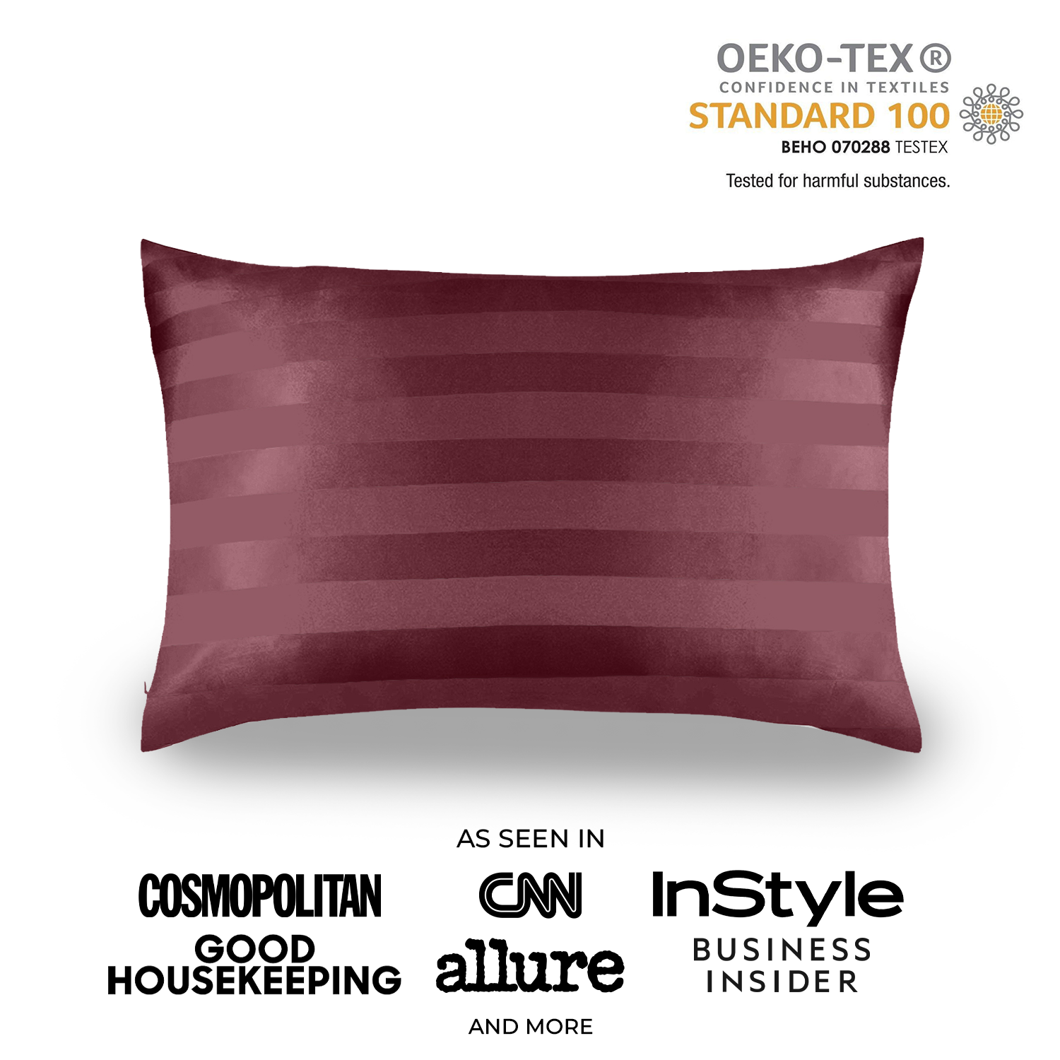 Natural Mulberry Silk Pillowcase (19 Momme) - MYK Silk #color_wine red stripes