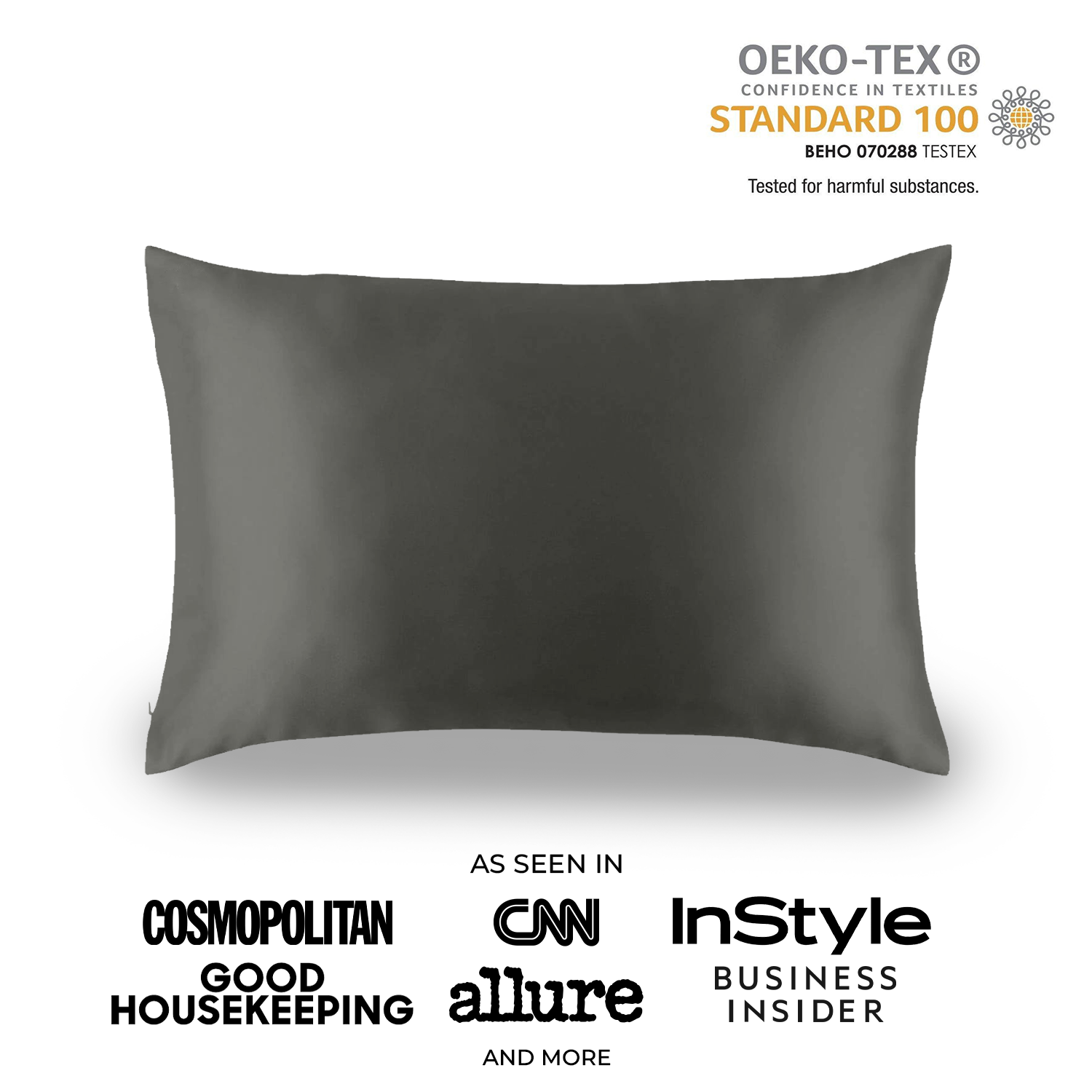 Natural Mulberry Silk Pillowcase (19 Momme) - MYK Silk #color_charcoal grey