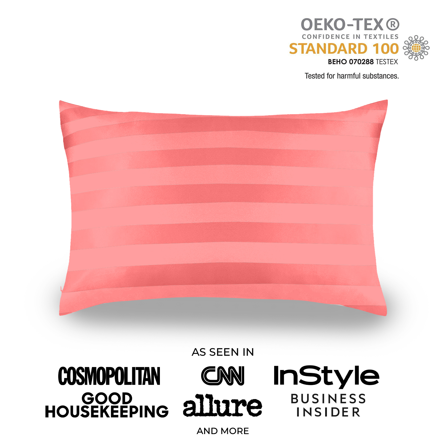 Natural Mulberry Silk Pillowcase (19 Momme) - MYK Silk #color_coral pink stripes