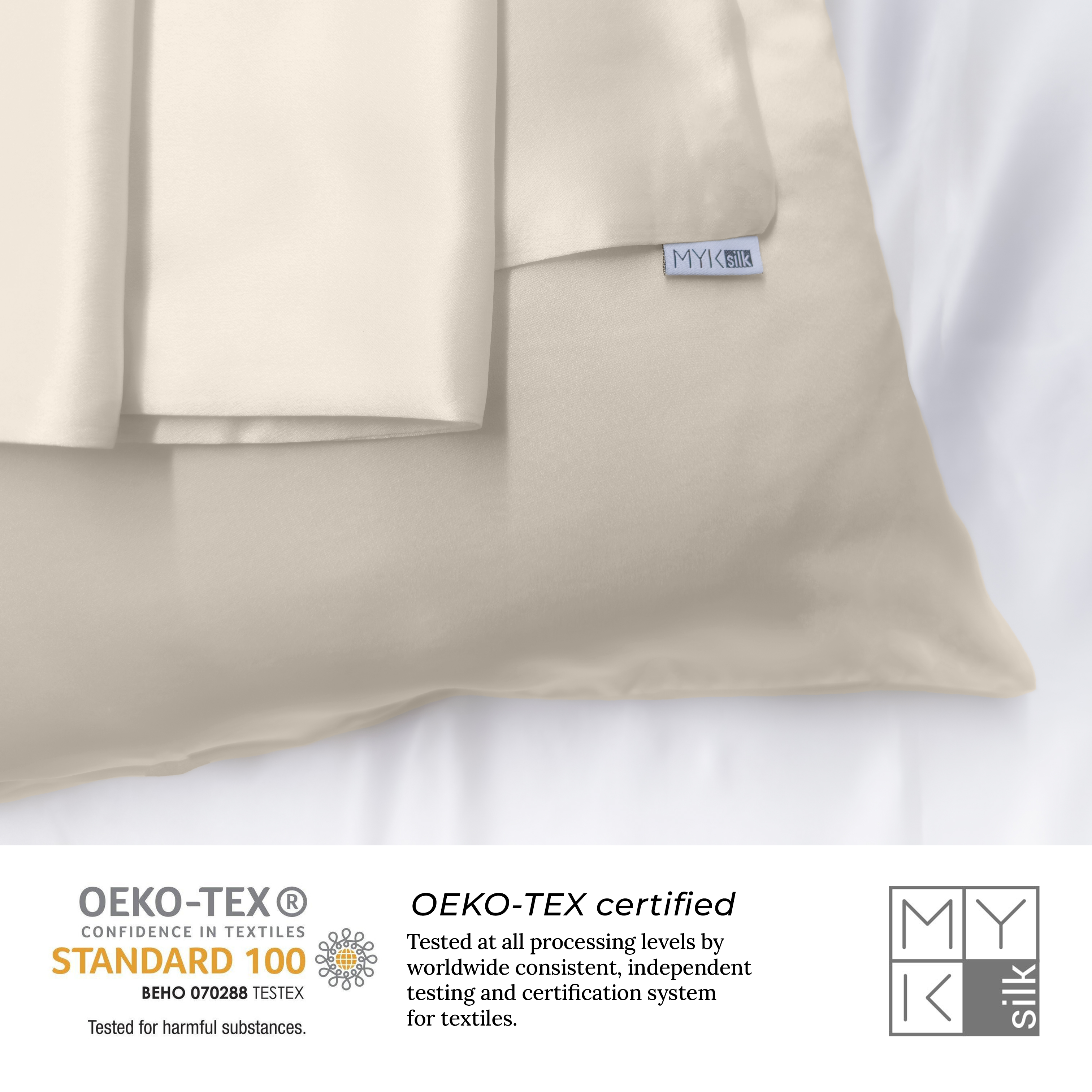 Limited Edition Mulberry Silk Pillowcase (30 momme), Queen Size - MYK Silk #color_beige