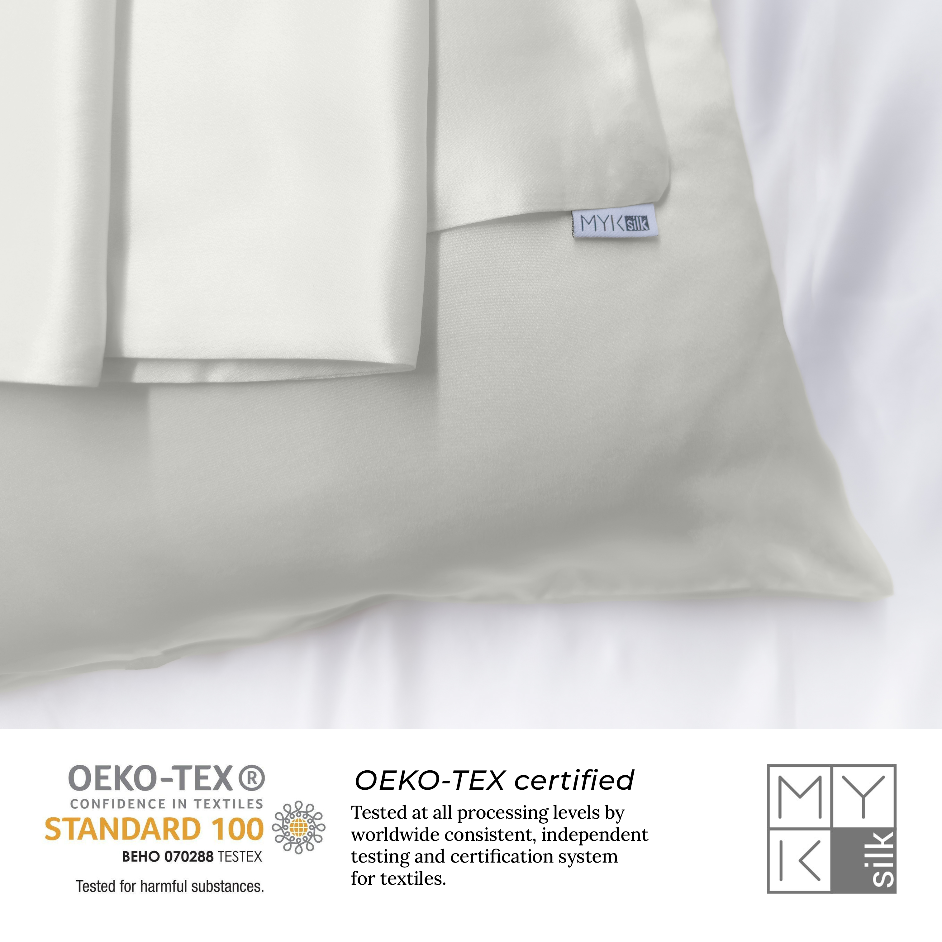 Limited Edition Mulberry Silk Pillowcase (30 momme), Queen Size - MYK Silk #color_ivory white