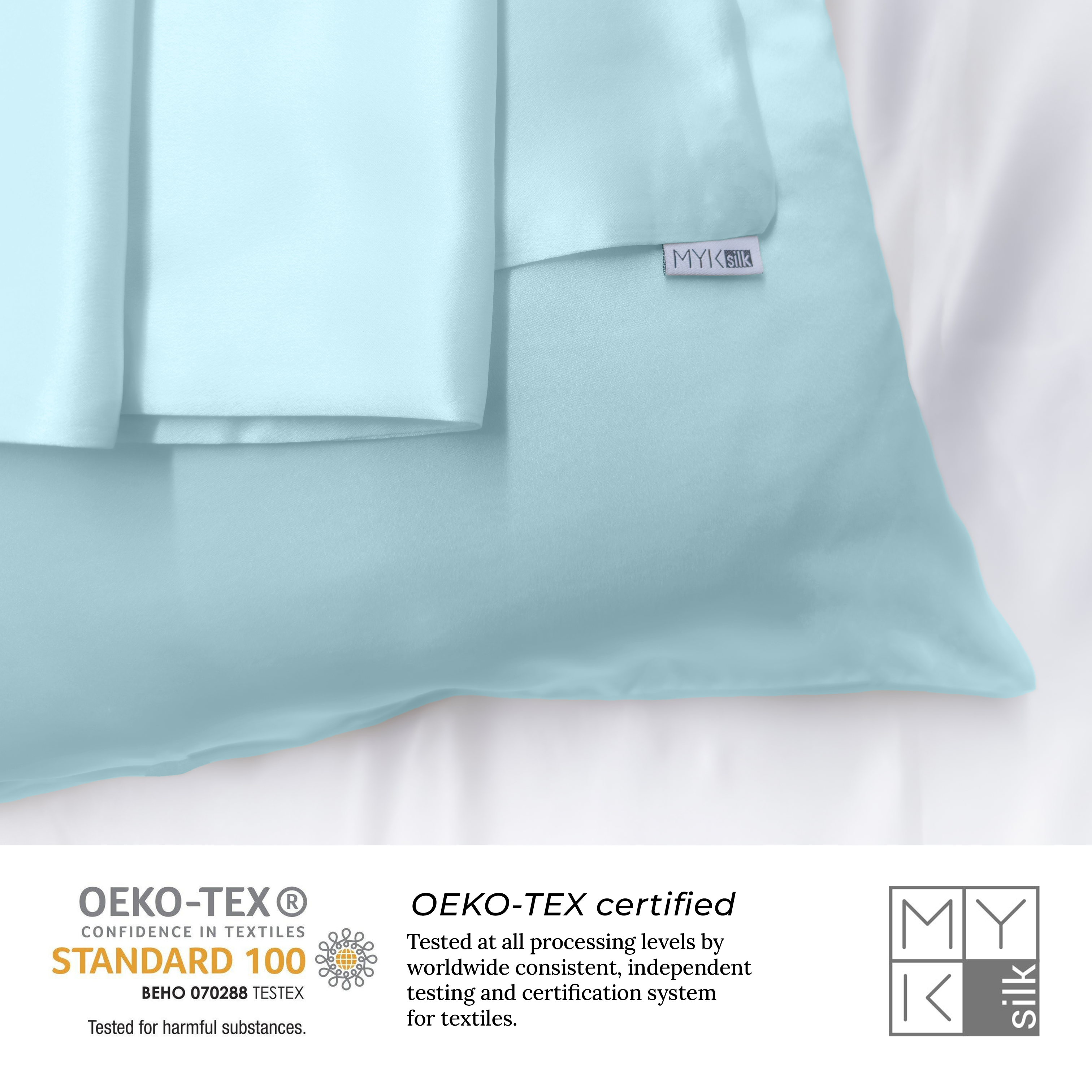 Limited Edition Mulberry Silk Pillowcase (30 momme), Queen Size - MYK Silk #color_light blue