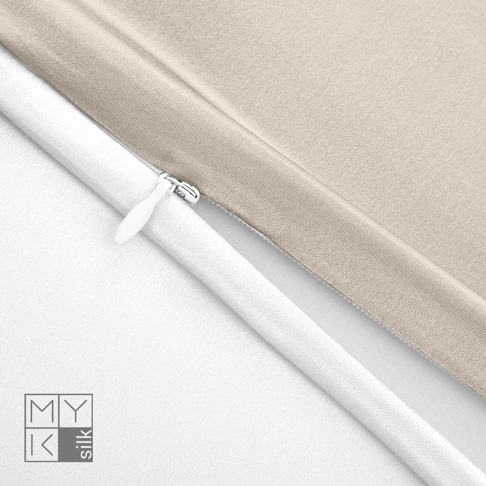 Natural Mulberry Silk Pillowcase with Cotton Underside (19 Momme) - MYK Silk #color_berige