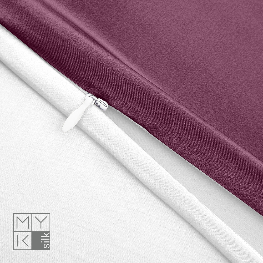 Natural Mulberry Silk Pillowcase with Cotton Underside (19 Momme) - MYK Silk #color_burgundy