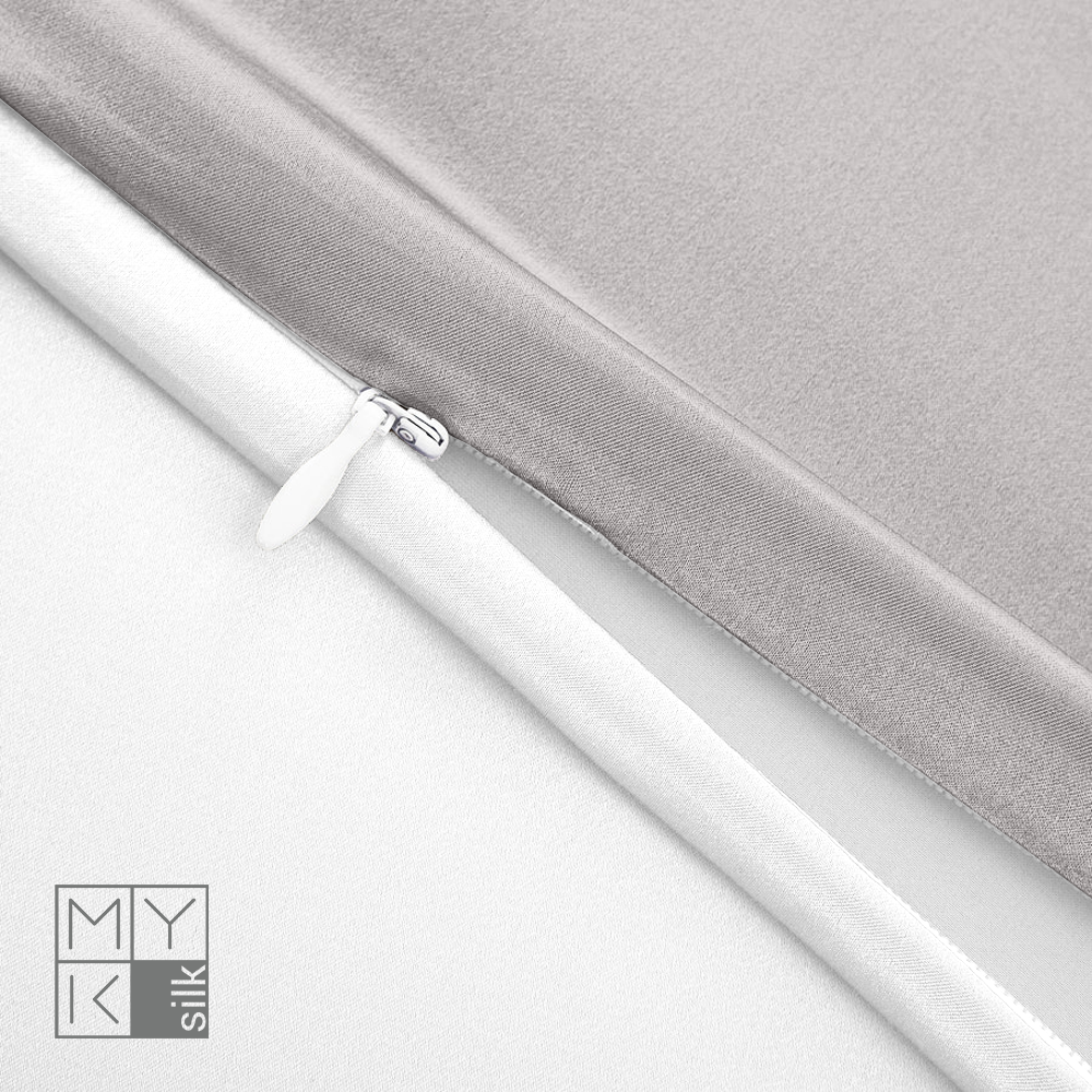 Natural Mulberry Silk Pillowcase with Cotton Underside (19 Momme) - MYK Silk #color_french grey