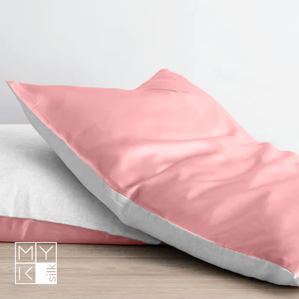 Natural Mulberry Silk Pillowcase with Cotton Underside (19 Momme) - MYK Silk #color_pink