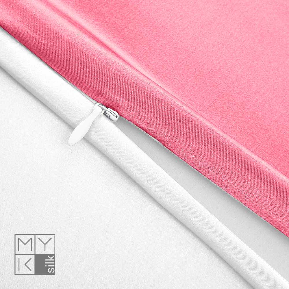 Natural Mulberry Silk Pillowcase with Cotton Underside (19 Momme) - MYK Silk #color_rose pink