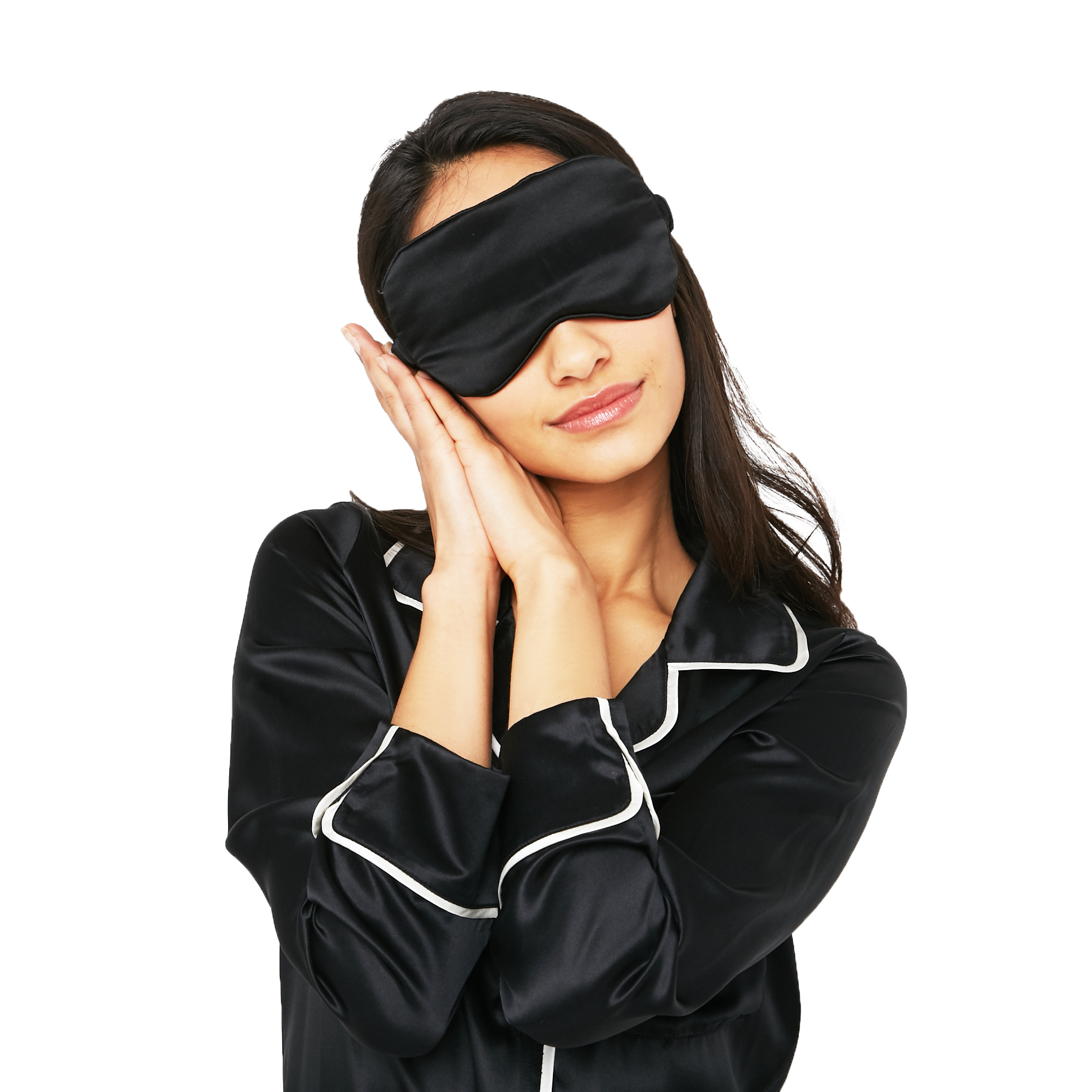 Luxury Silk Eye Mask with Silk-Covered Elastic Band (25 momme) - MYK Silk #color_midnight black