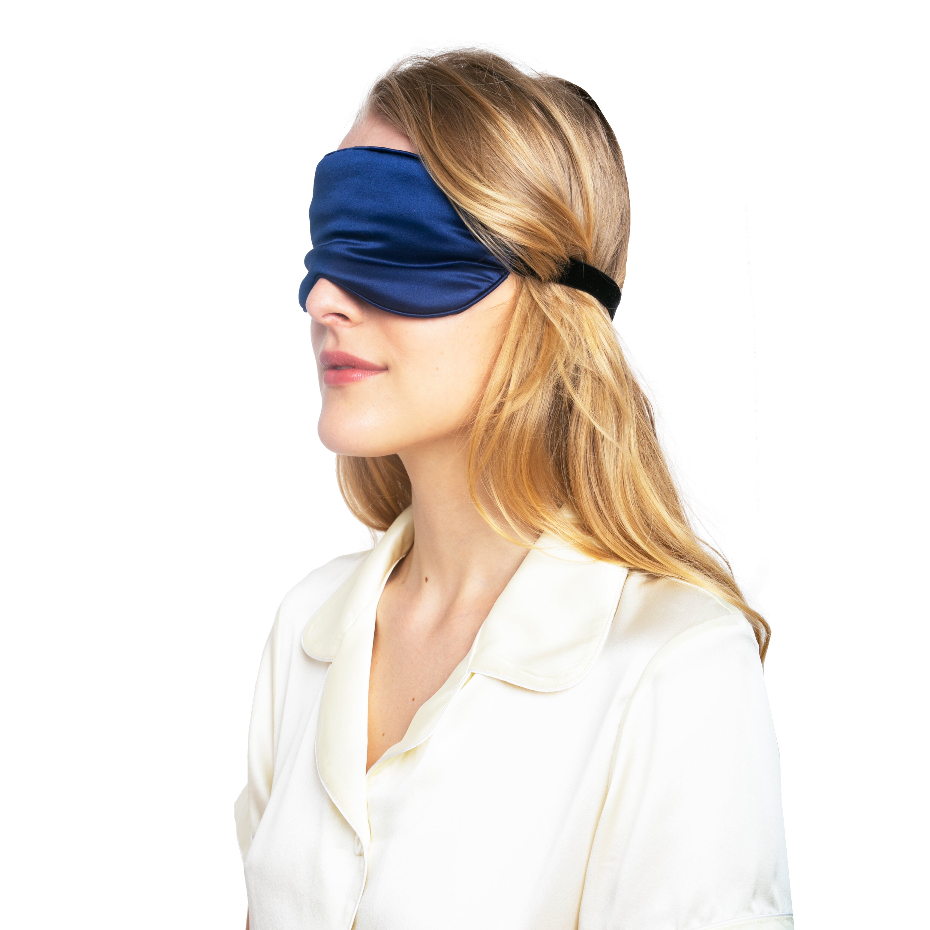 Beauty Silk Eye Mask with Velvet Band - MYK Silk #color_blue