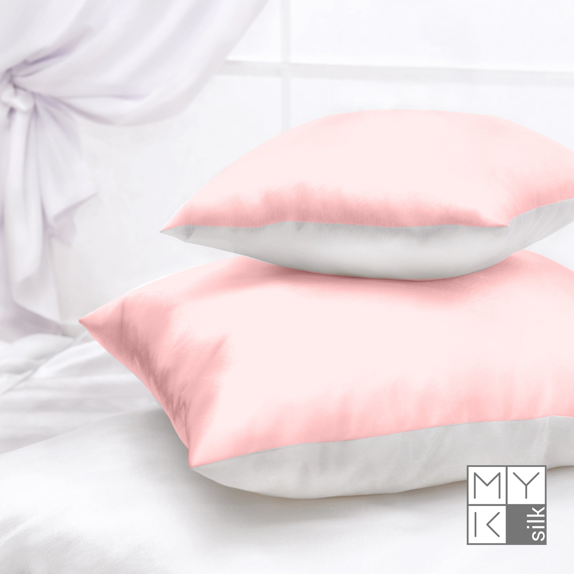 Products Luxury Mulberry Silk Pillowcase with Cotton Underside (25 momme) - MYK Silk #color_pink