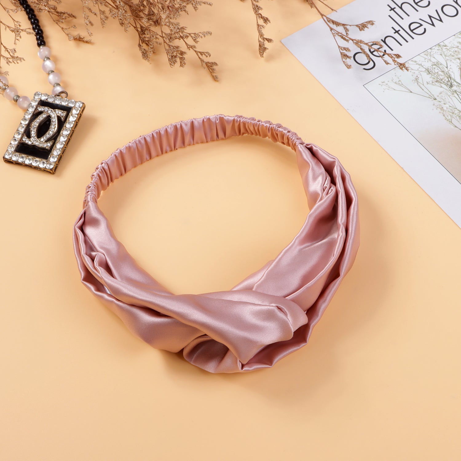 Twisted Silk Headband with Elastic Band #color_french grey