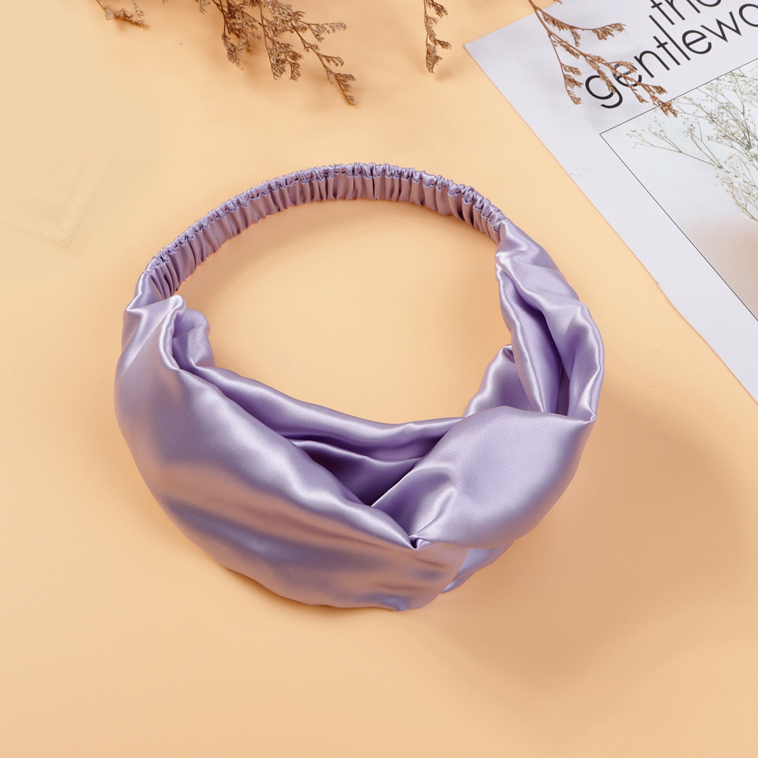 Twisted Silk Headband with Elastic Band #color_lavender
