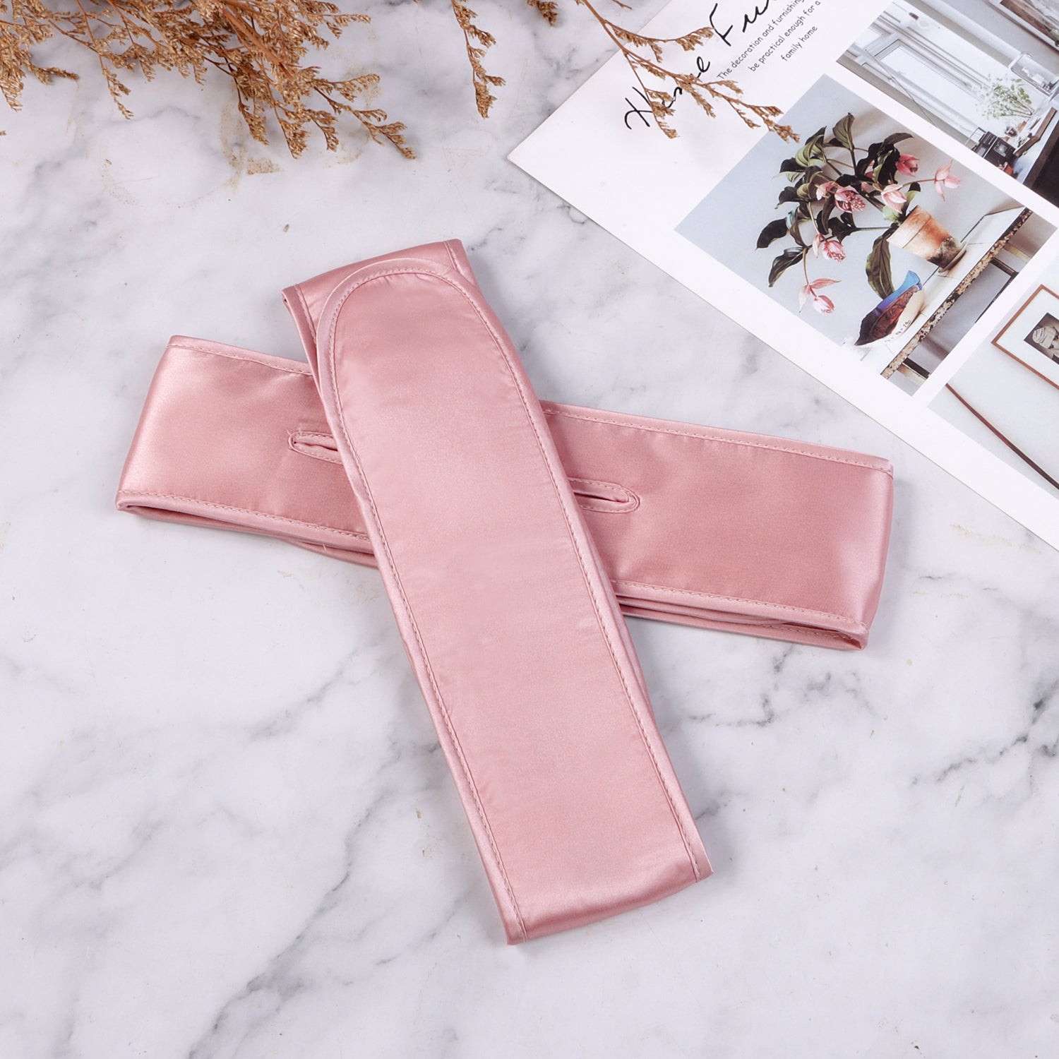 Silk Padded Spa Headband with Velcro - MYK Silk #color_pink