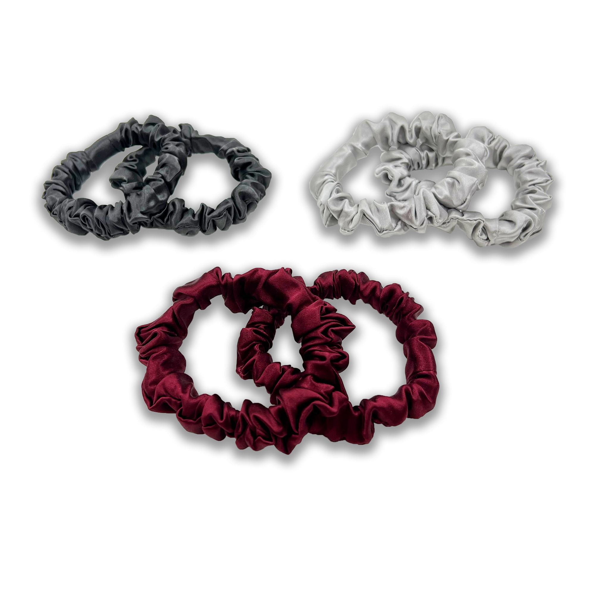 Small Silk Scrunchies (Pack of 6) - MYK Silk #color_garnet pack