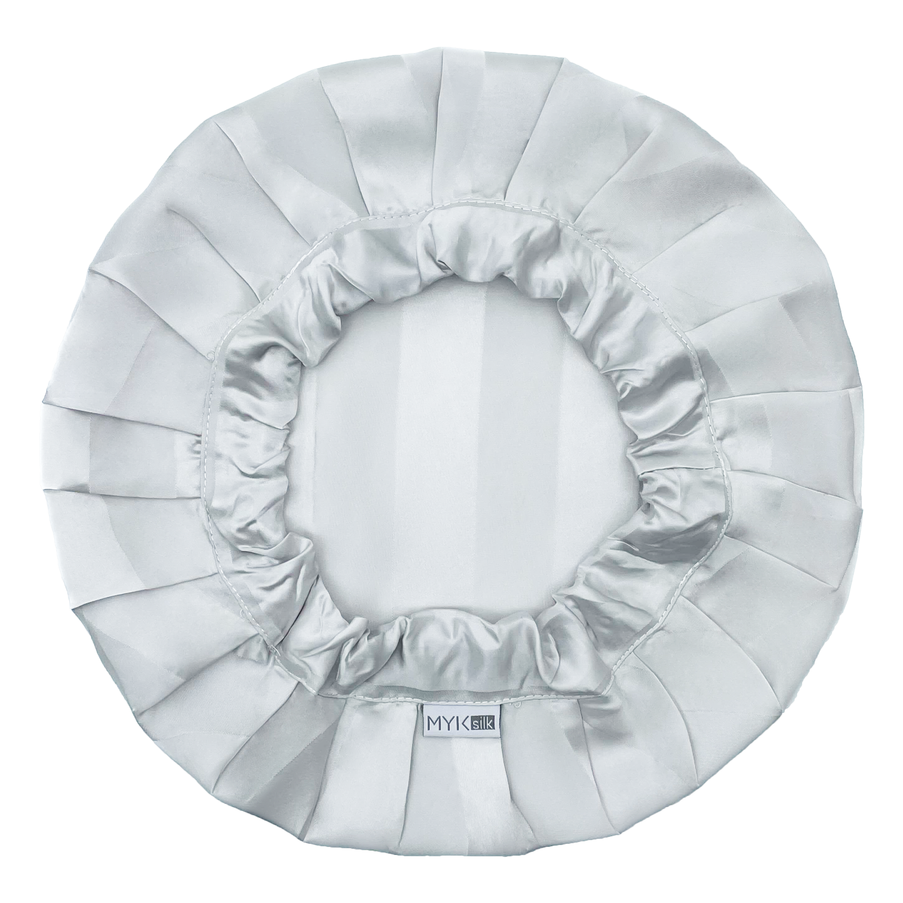 Silk Night Sleeping Cap Bonnet with Comfort Elastic Band - MYK Silk #color_silver stripes