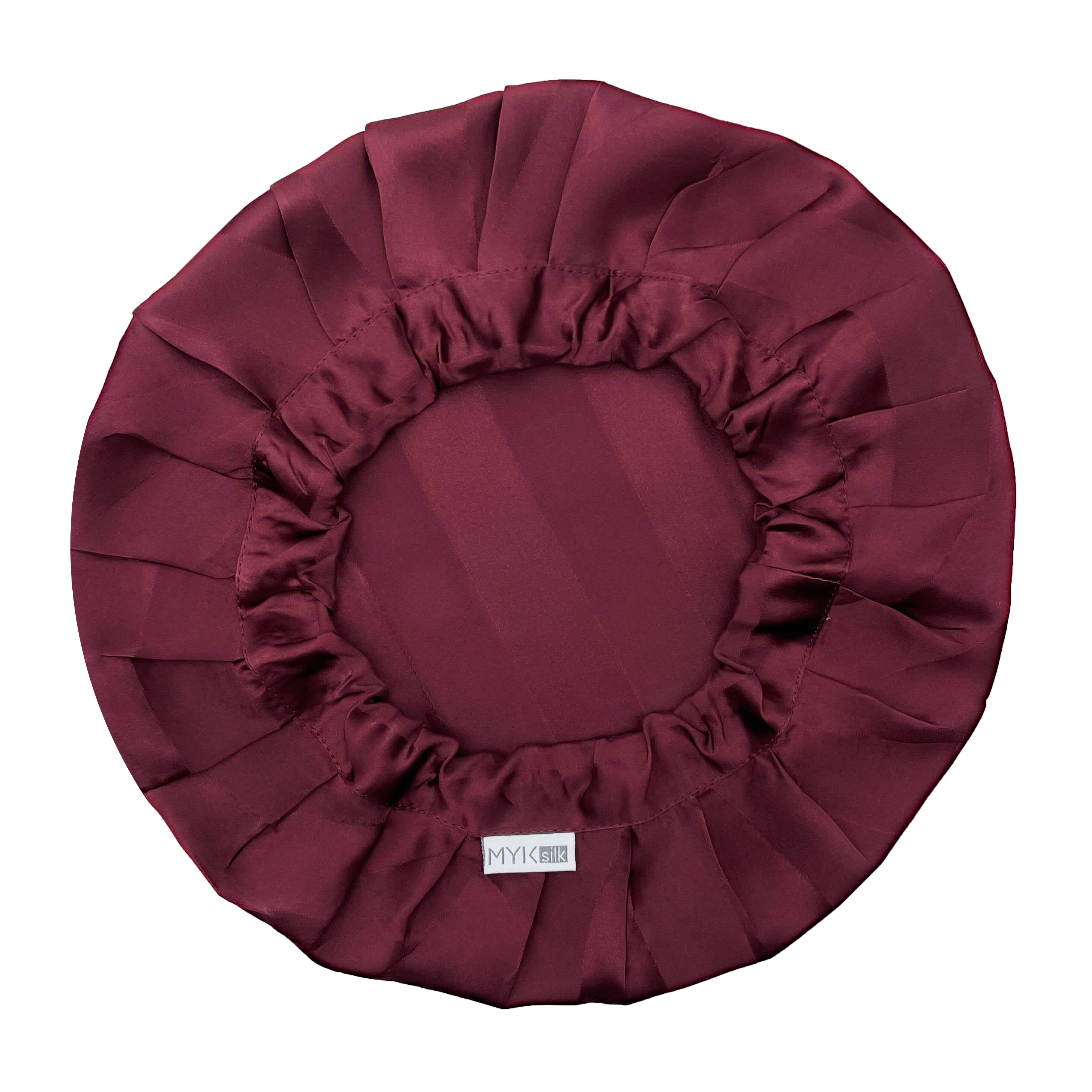 Silk Night Sleeping Cap Bonnet with Comfort Elastic Band - MYK Silk #color_burgundy strips