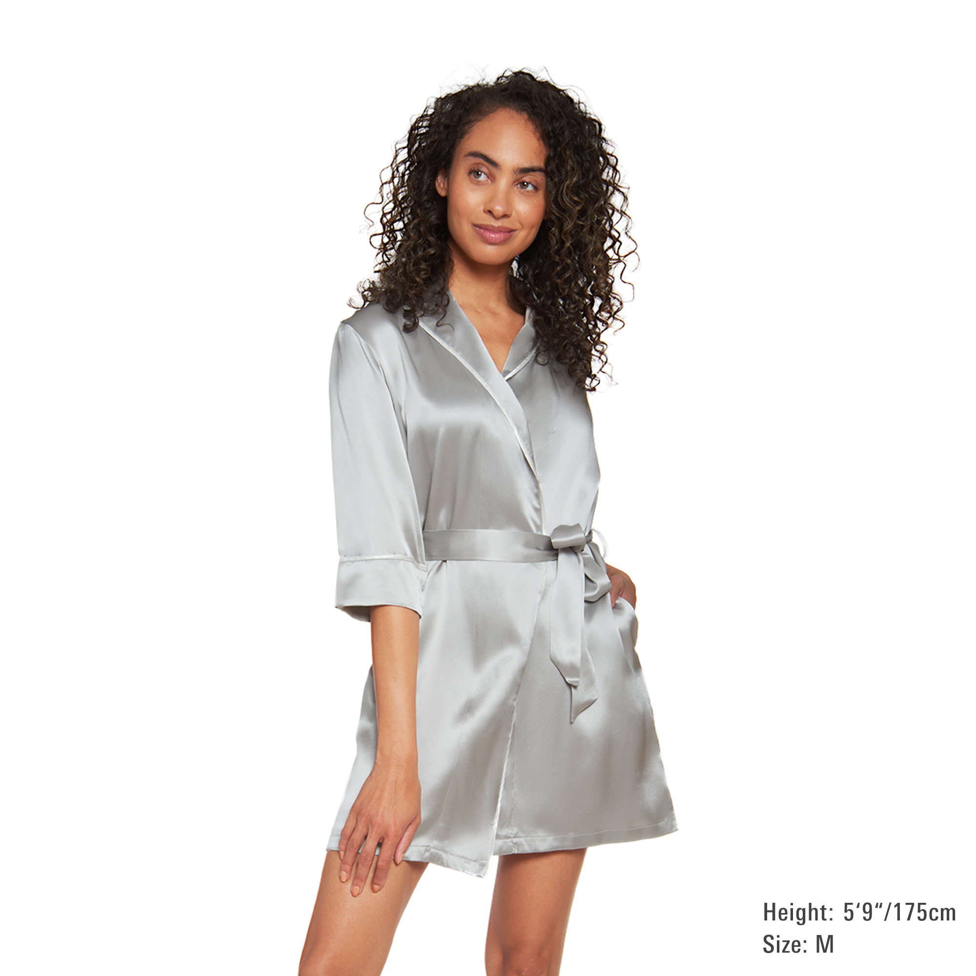 Classic Silk Kimono Styled Robe with Contrast Piping (22 Momme) - MYK Silk  #style_shawl collar #color_french grey