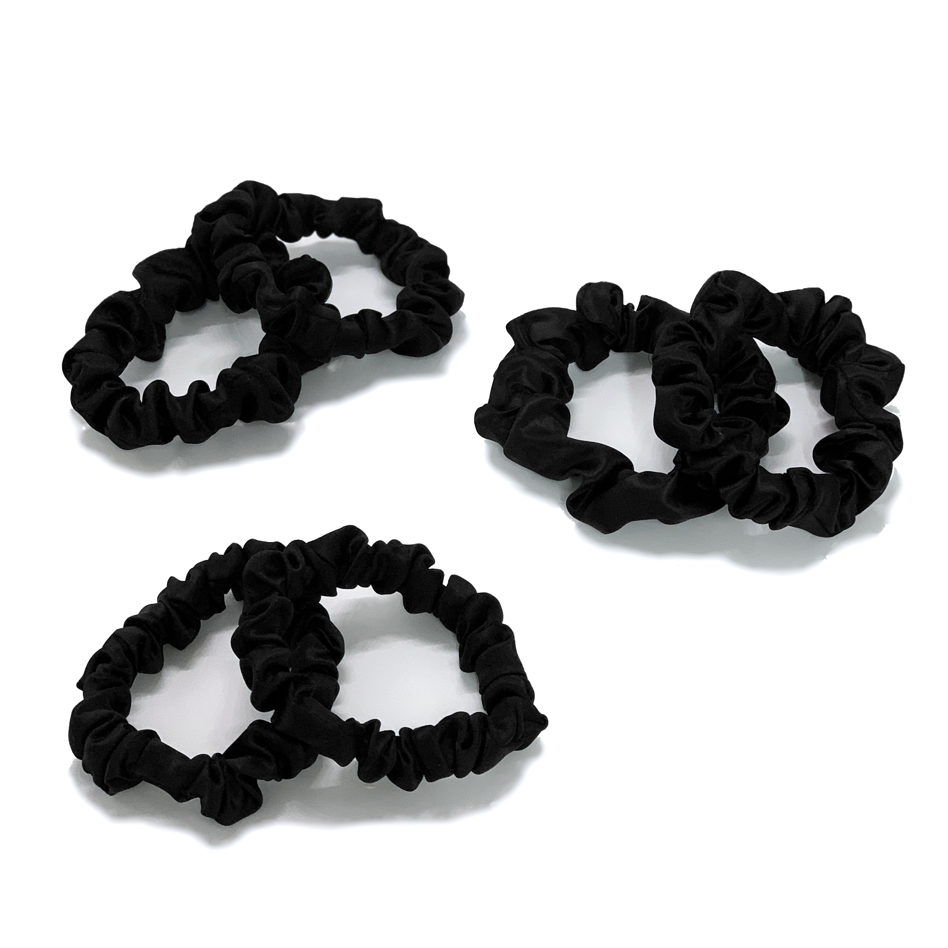 Small Silk Scrunchies (Pack of 6) - MYK Silk #color_midnight pack
