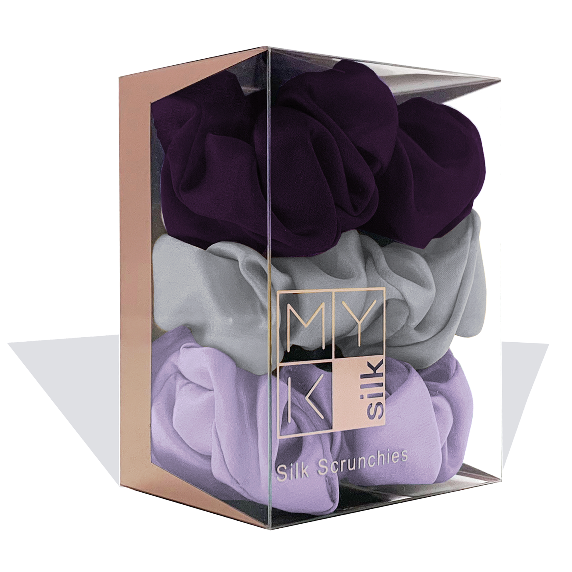 Large Silk Scrunchies (Pack of 3) - MYK Silk #color_lavender pack