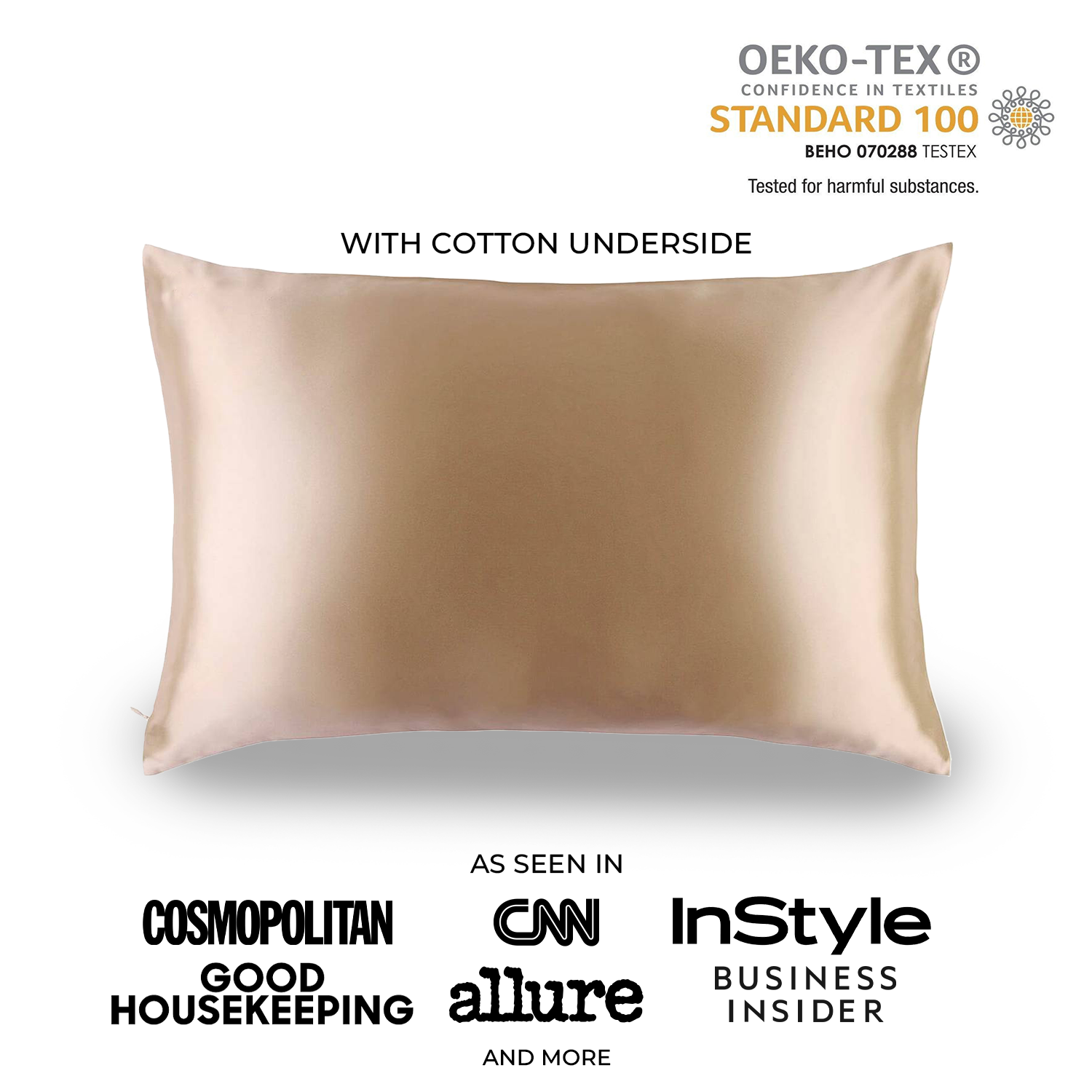 Natural Mulberry Silk Pillowcase with Cotton Underside (19 Momme) - MYK Silk #color_beige