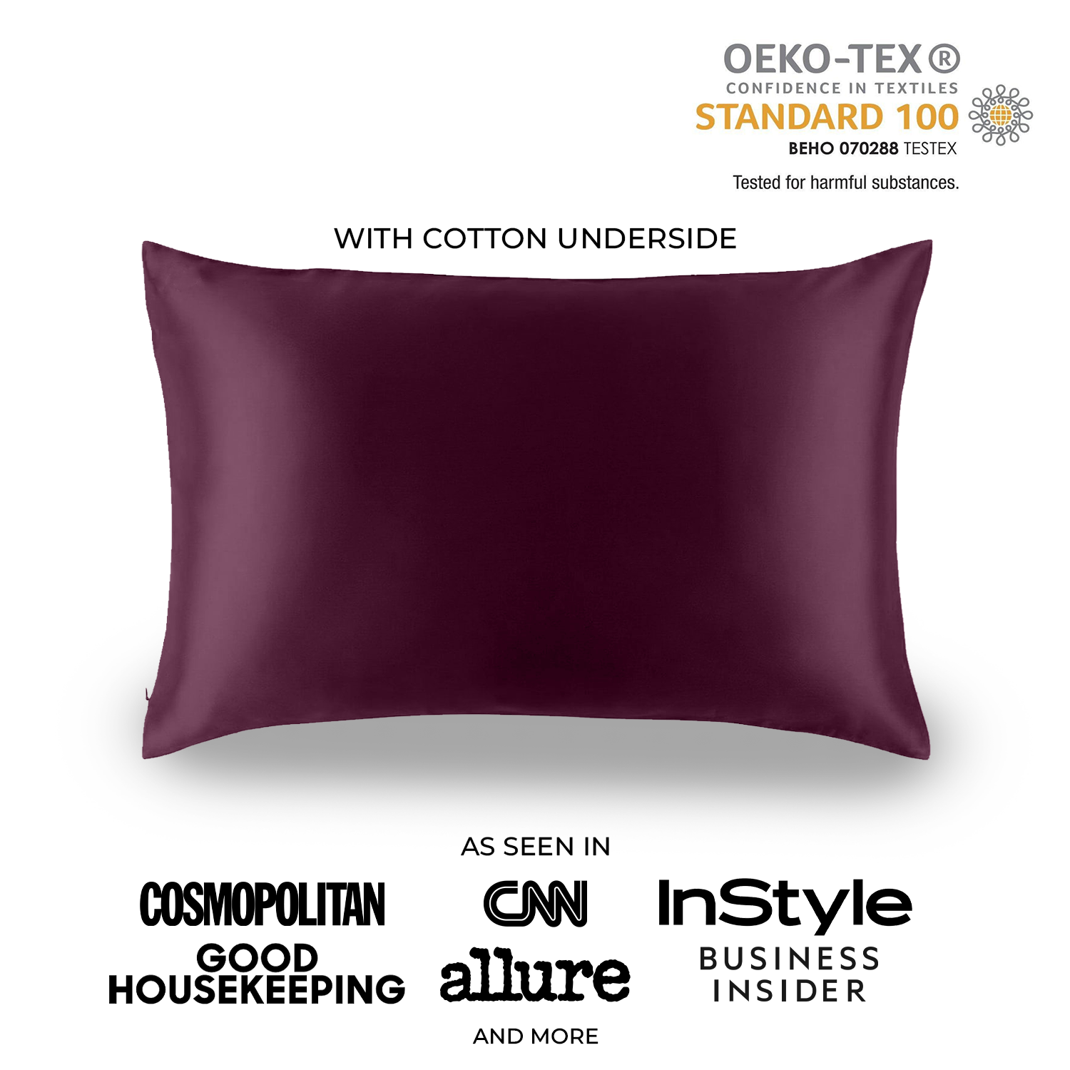 Natural Mulberry Silk Pillowcase with Cotton Underside (19 Momme) - MYK Silk #color_burgundy