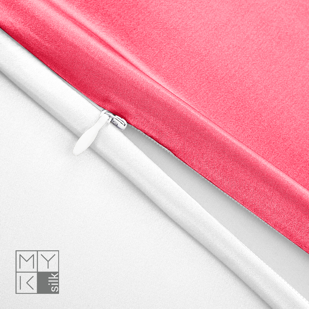 Natural Mulberry Silk Pillowcase with Cotton Underside (19 Momme) - Viva Magenta