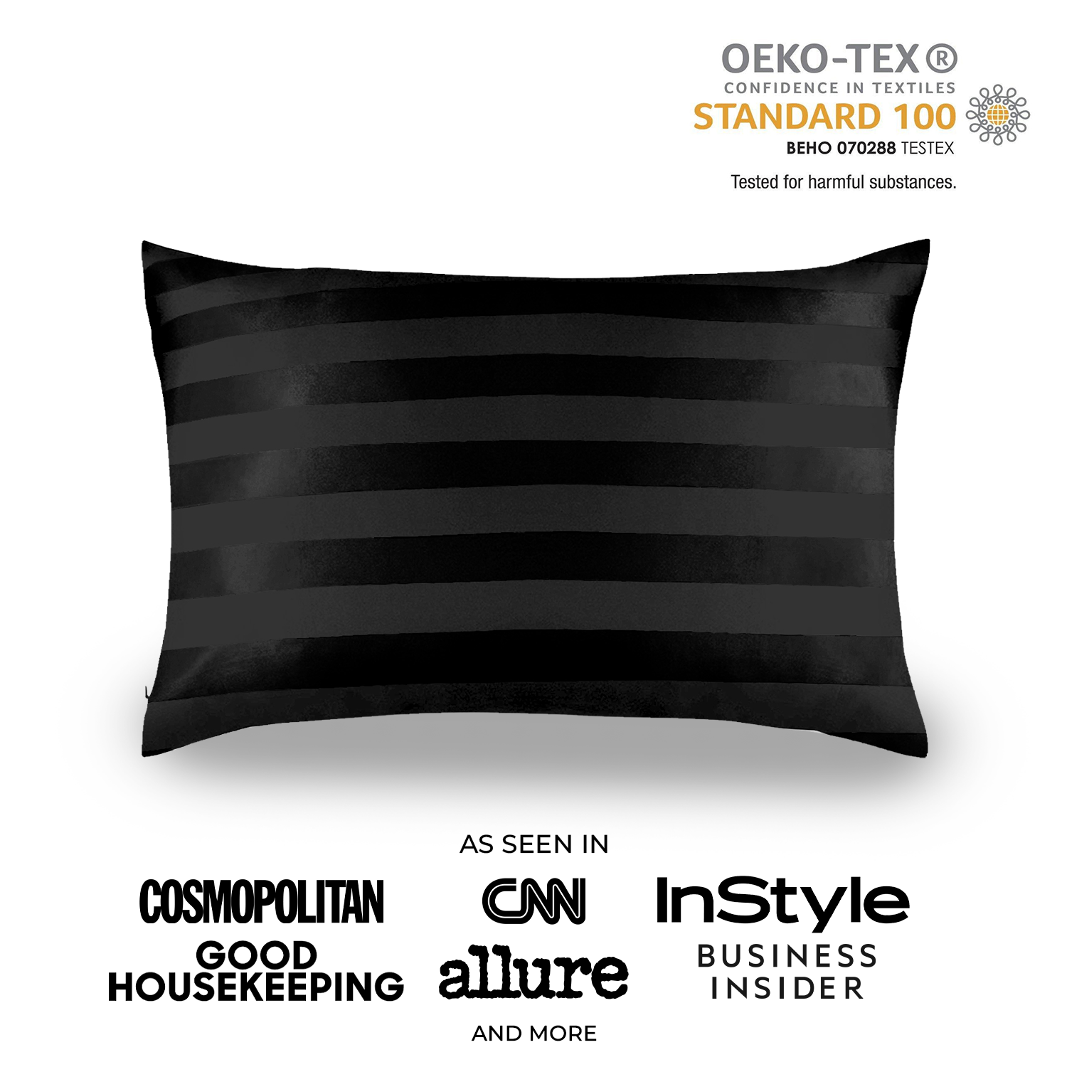 Natural Mulberry Silk Pillowcase (19 Momme) - MYK Silk #color_jet black stripes