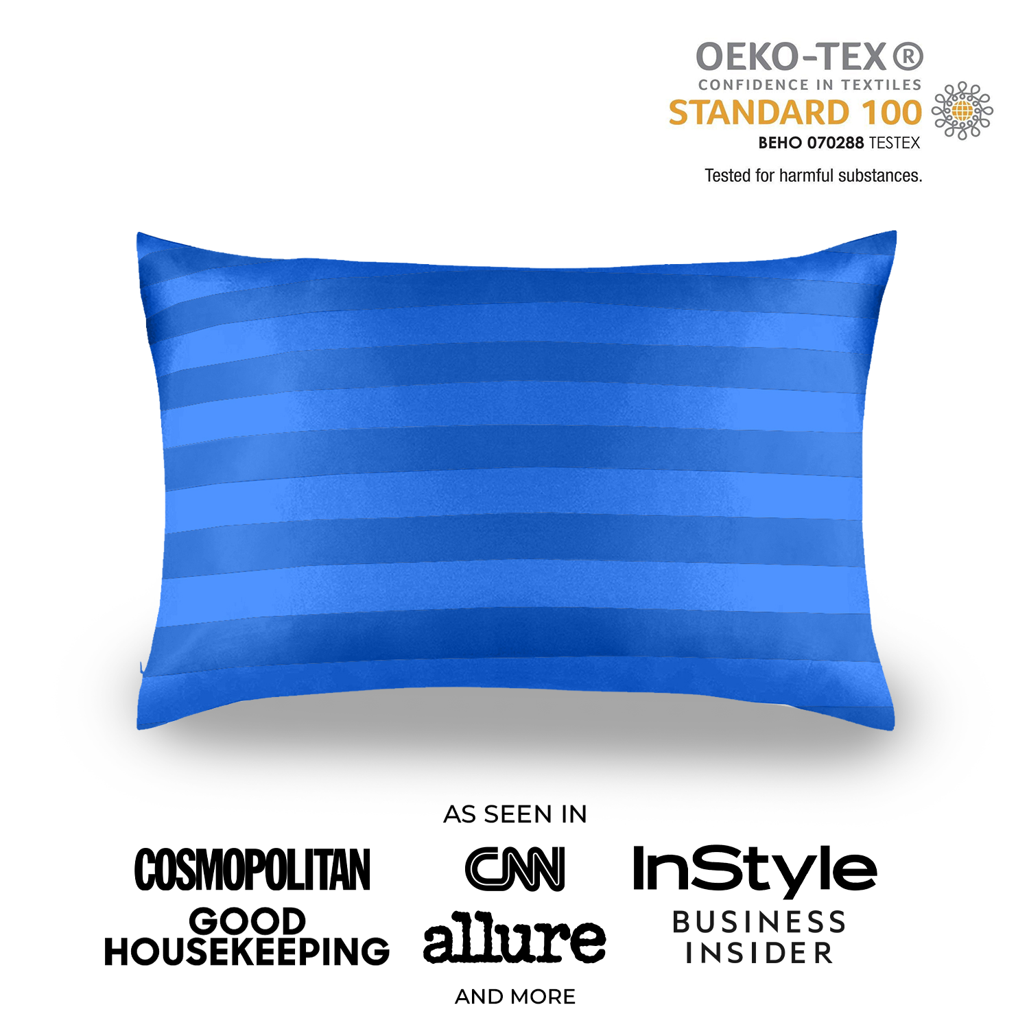 Natural Mulberry Silk Pillowcase (19 Momme) - MYK Silk #color_sapphire blue stripes