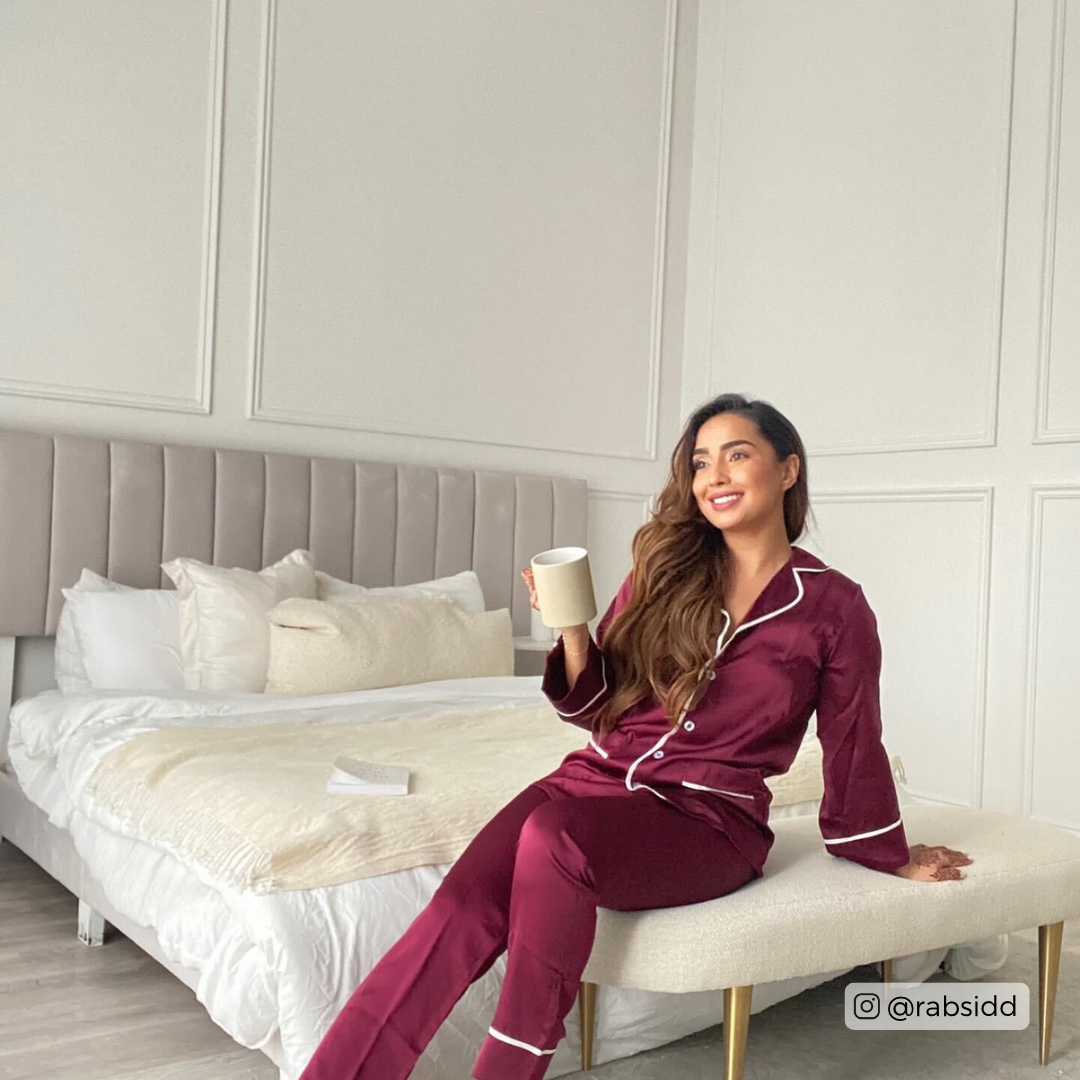 Silk Classic Long Pajama Set with Contrast Piping (2022 Update)