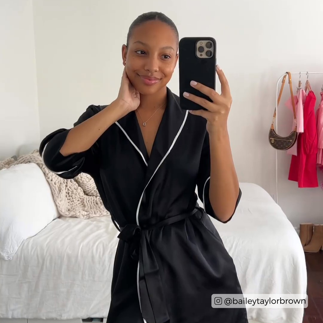 Black silk robe shop womens