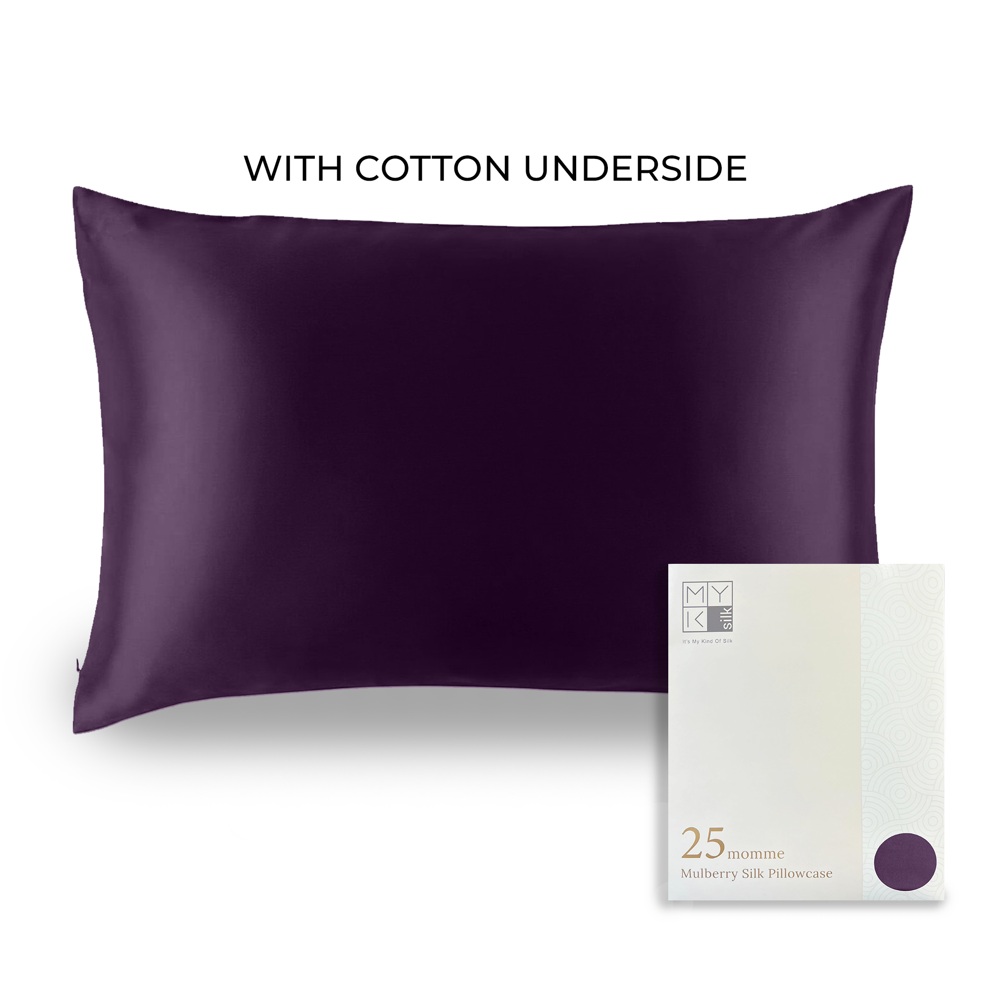 Products Luxury Mulberry Silk Pillowcase with Cotton Underside (25 momme) - MYK Silk #color_dark purple