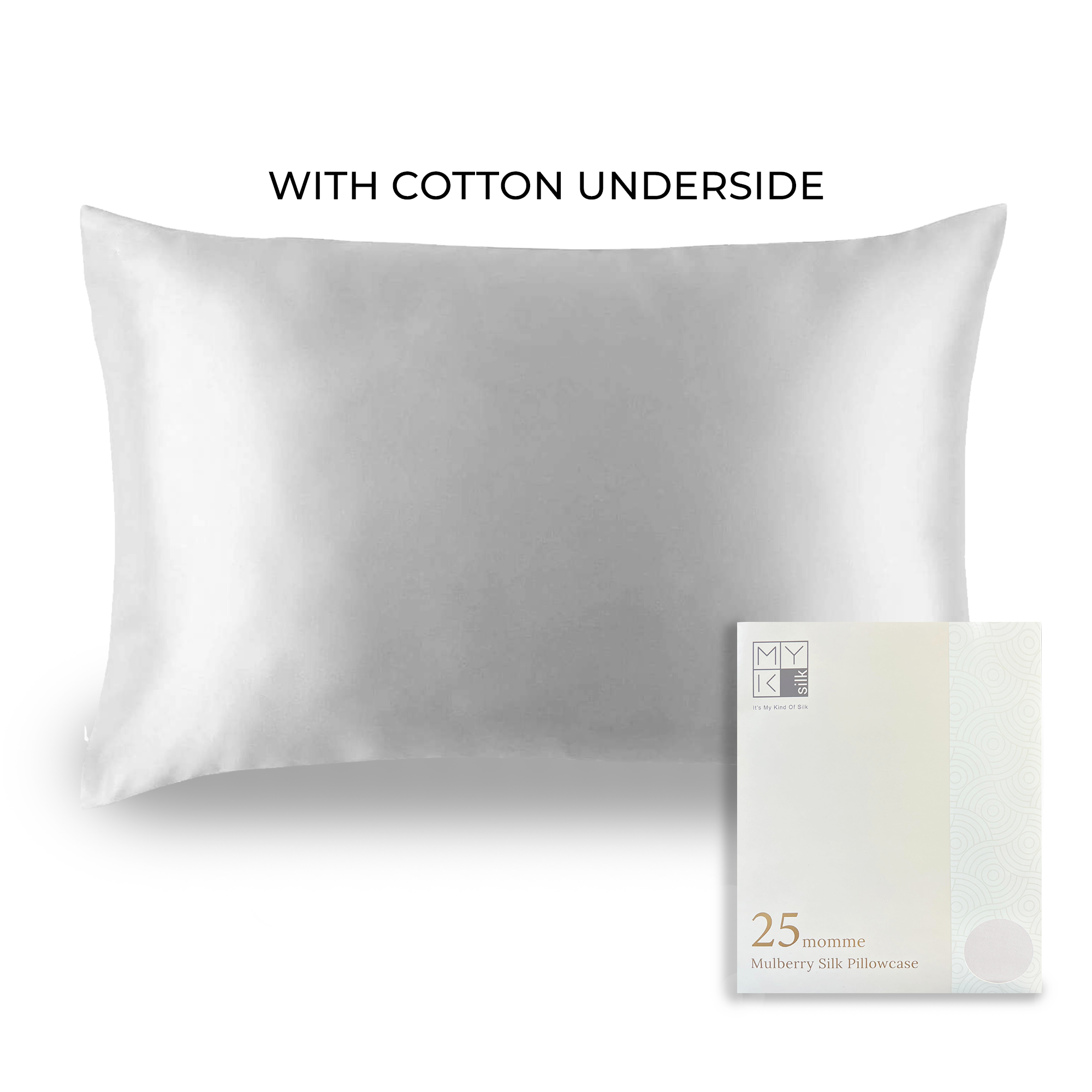 Products Luxury Mulberry Silk Pillowcase with Cotton Underside (25 momme) - MYK Silk #color_french grey