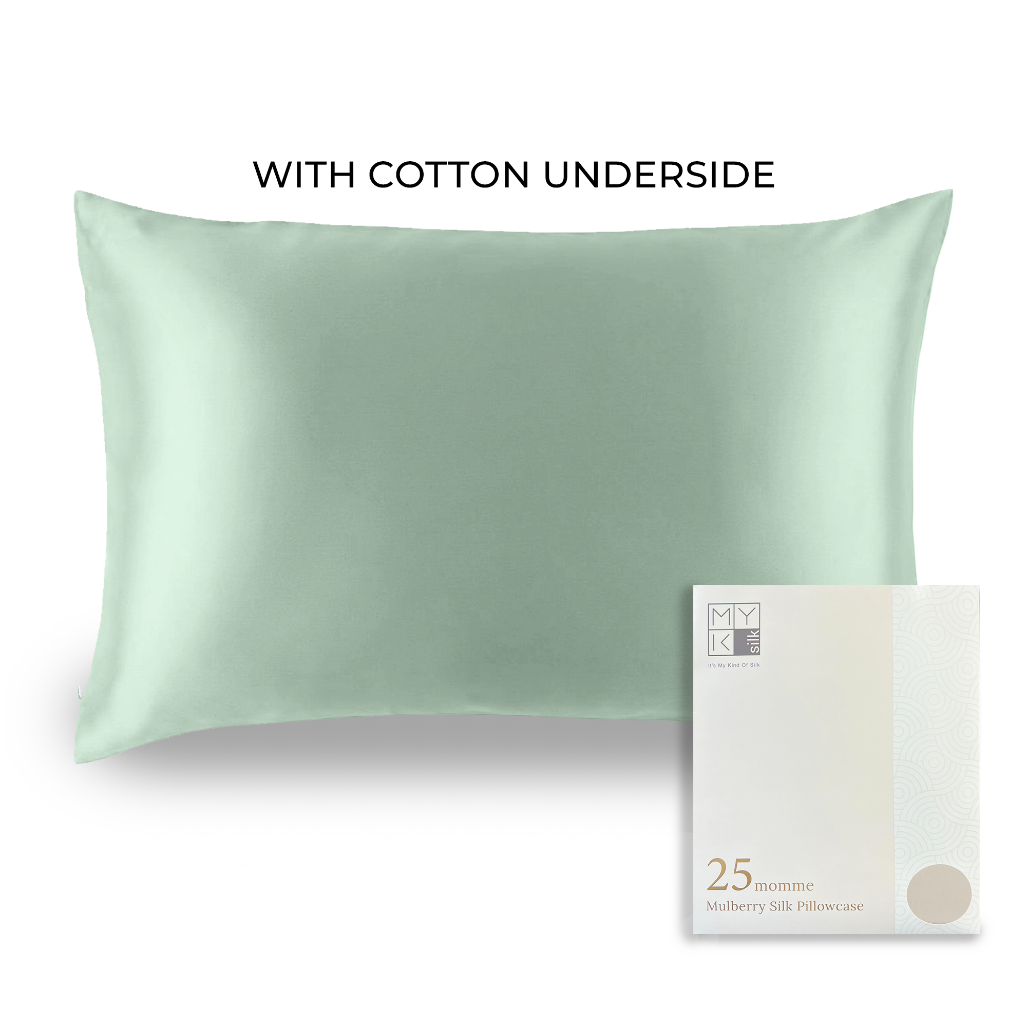 Products Luxury Mulberry Silk Pillowcase with Cotton Underside (25 momme) - MYK Silk #color_green