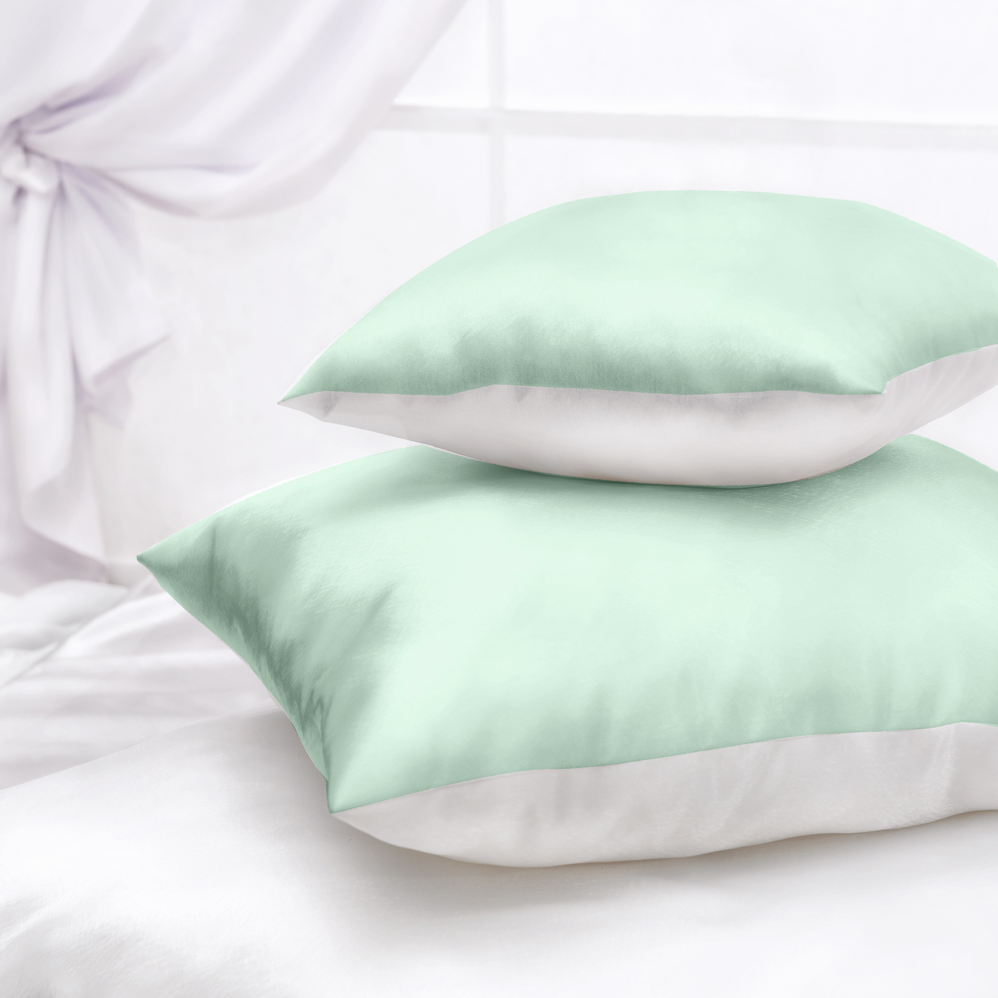 Products Luxury Mulberry Silk Pillowcase with Cotton Underside (25 momme) - MYK Silk #color_green