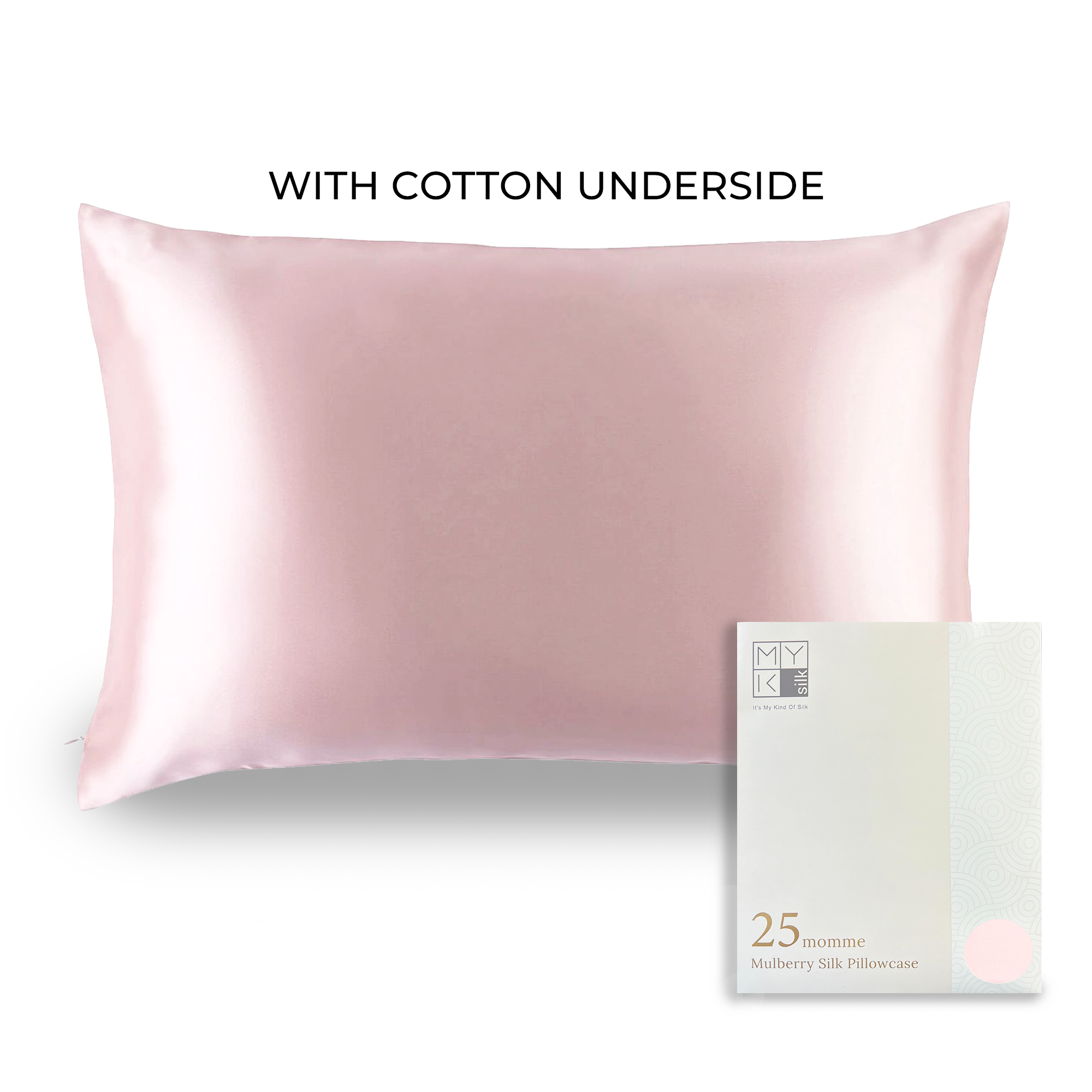 Products Luxury Mulberry Silk Pillowcase with Cotton Underside (25 momme) - MYK Silk #color_pink