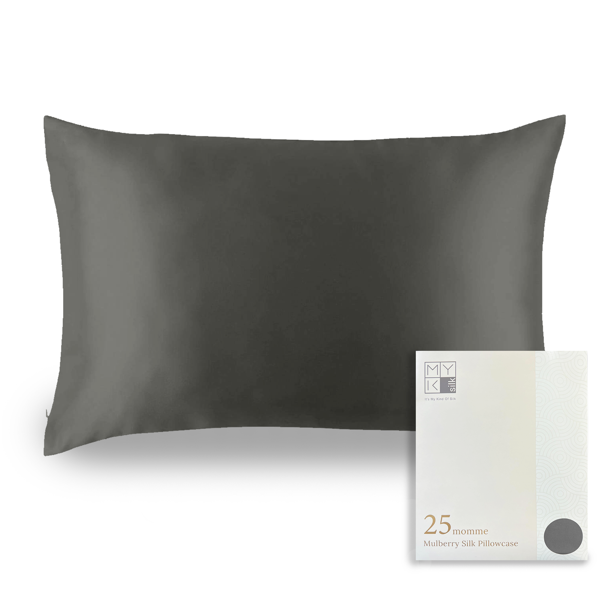 Products Luxury Mulberry Silk Pillowcase (25 momme) - MYK Silk #color_charcoal grey