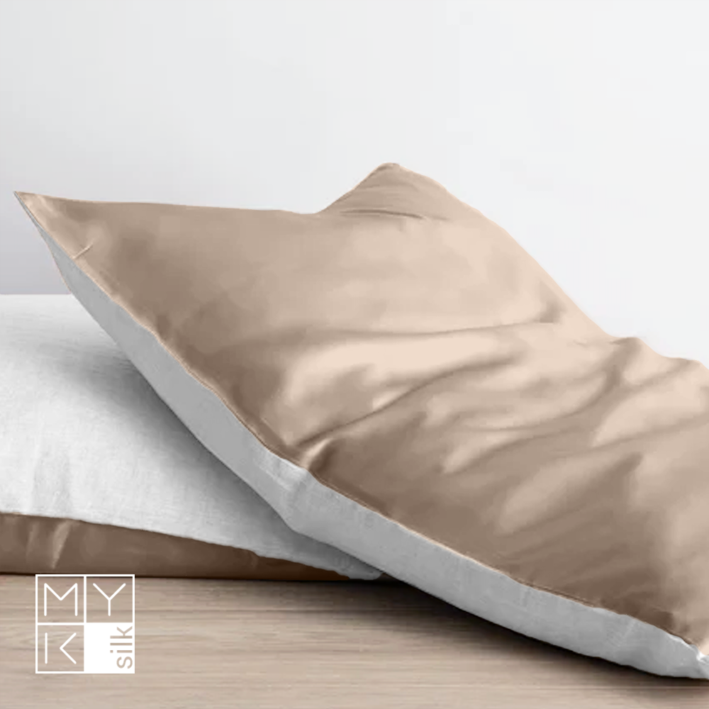 Natural Mulberry Silk Pillowcase with Cotton Underside (19 Momme) - MYK Silk #color_champagne