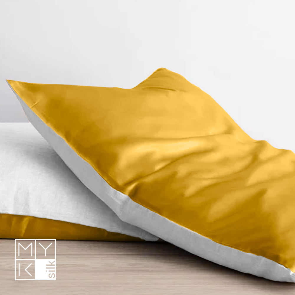 Natural Mulberry Silk Pillowcase with Cotton Underside (19 Momme) - MYK Silk #color_gold