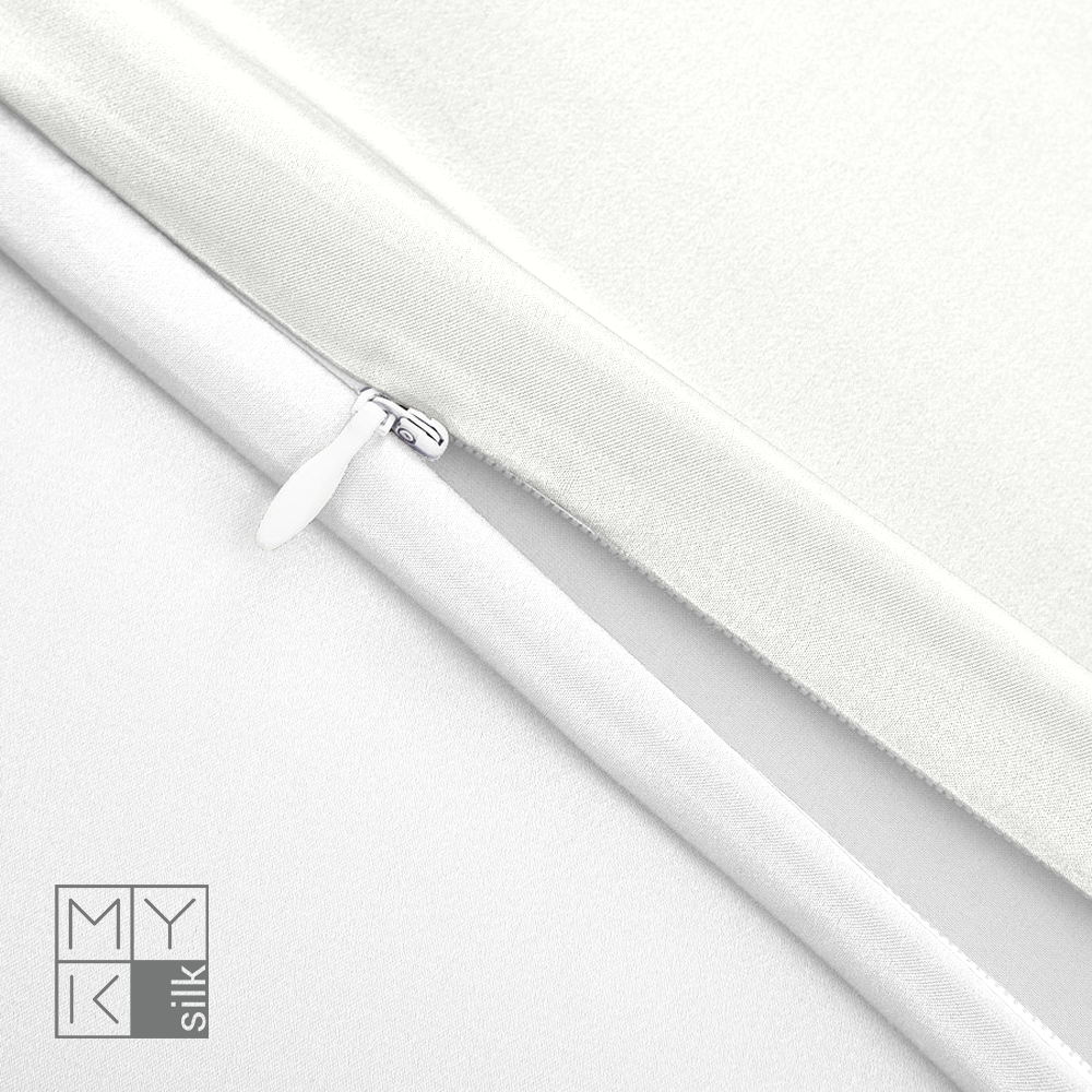 Natural Mulberry Silk Pillowcase with Cotton Underside (19 Momme) - MYK Silk #color_ivory white