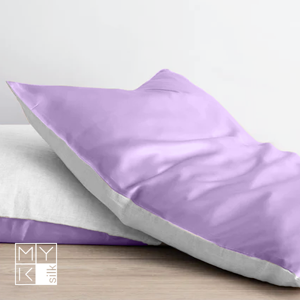 Natural Mulberry Silk Pillowcase with Cotton Underside (19 Momme) - MYK Silk #color_lavender
