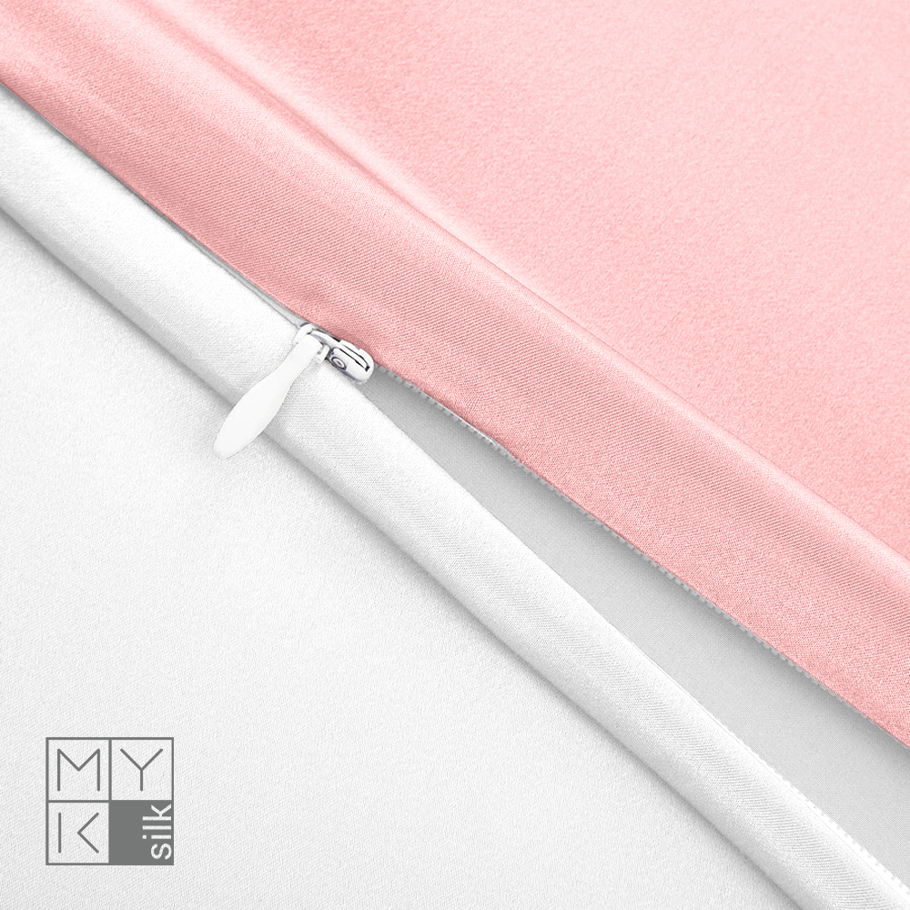 Natural Mulberry Silk Pillowcase with Cotton Underside (19 Momme) - MYK Silk #color_pink