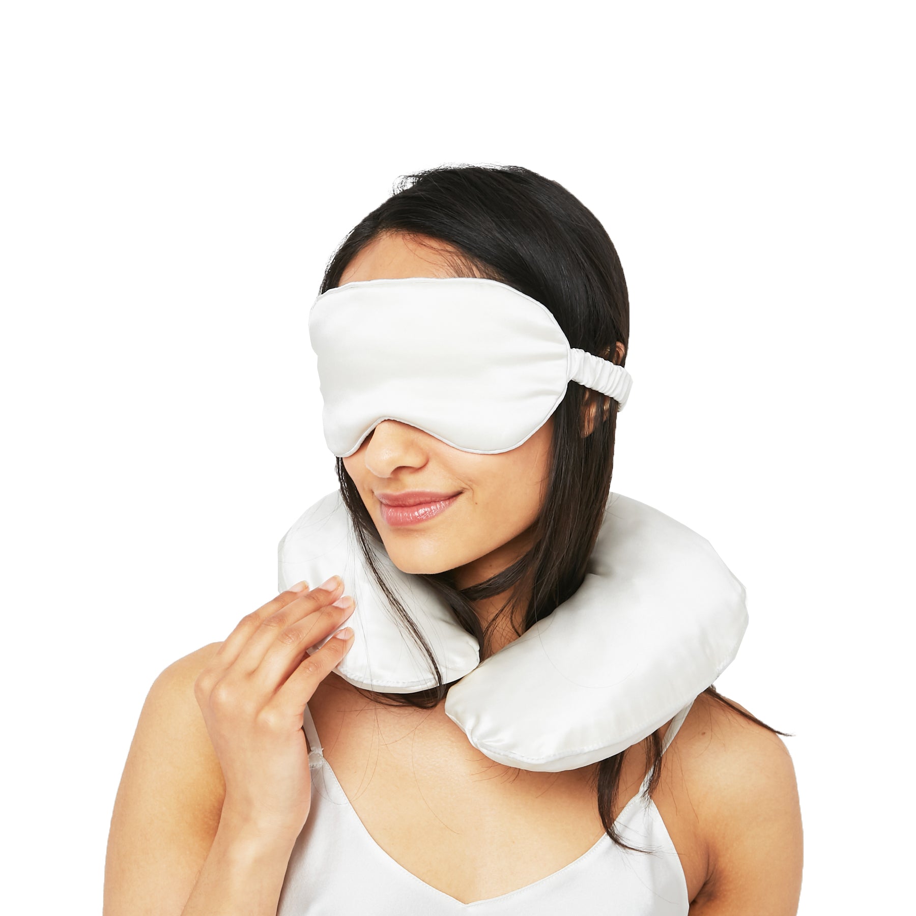 Luxury Silk Eye Mask with Silk-Covered Elastic Band (25 momme) - MYK Silk #color_ivory white
