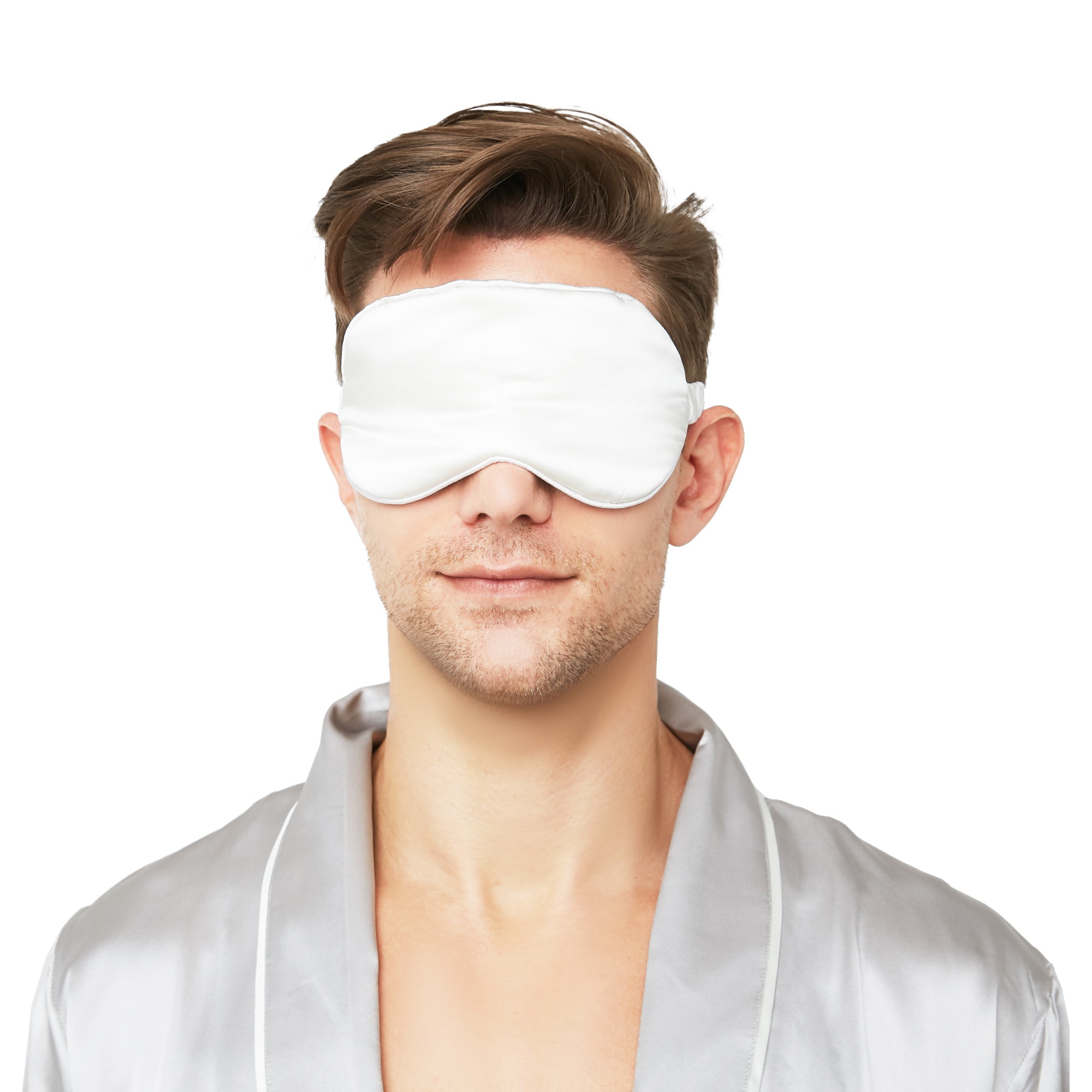 Luxury Silk Eye Mask with Silk-Covered Elastic Band (25 momme) - MYK Silk #color_ivory white