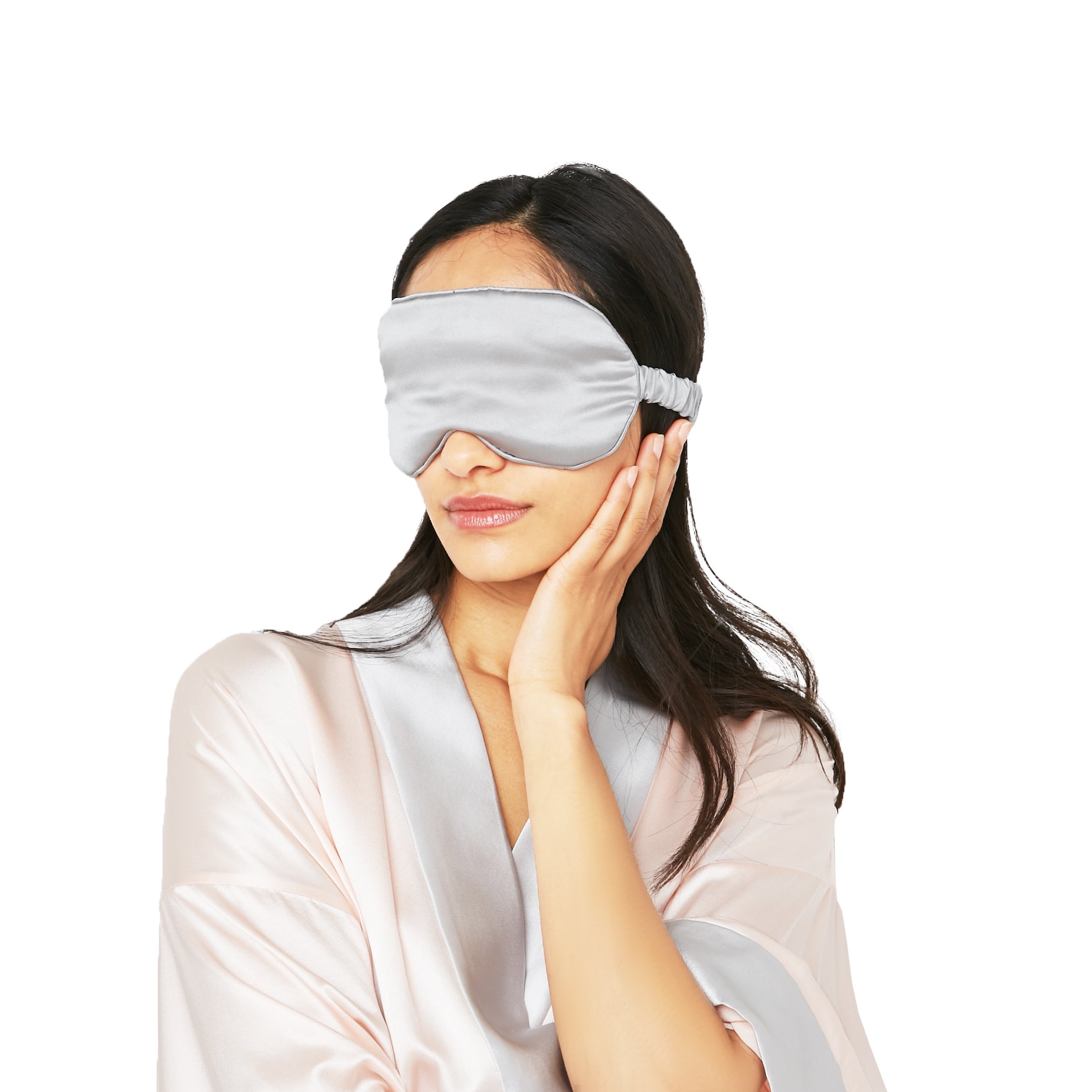 Luxury Silk Eye Mask with Silk-Covered Elastic Band (25 momme) - MYK Silk #color_french grey