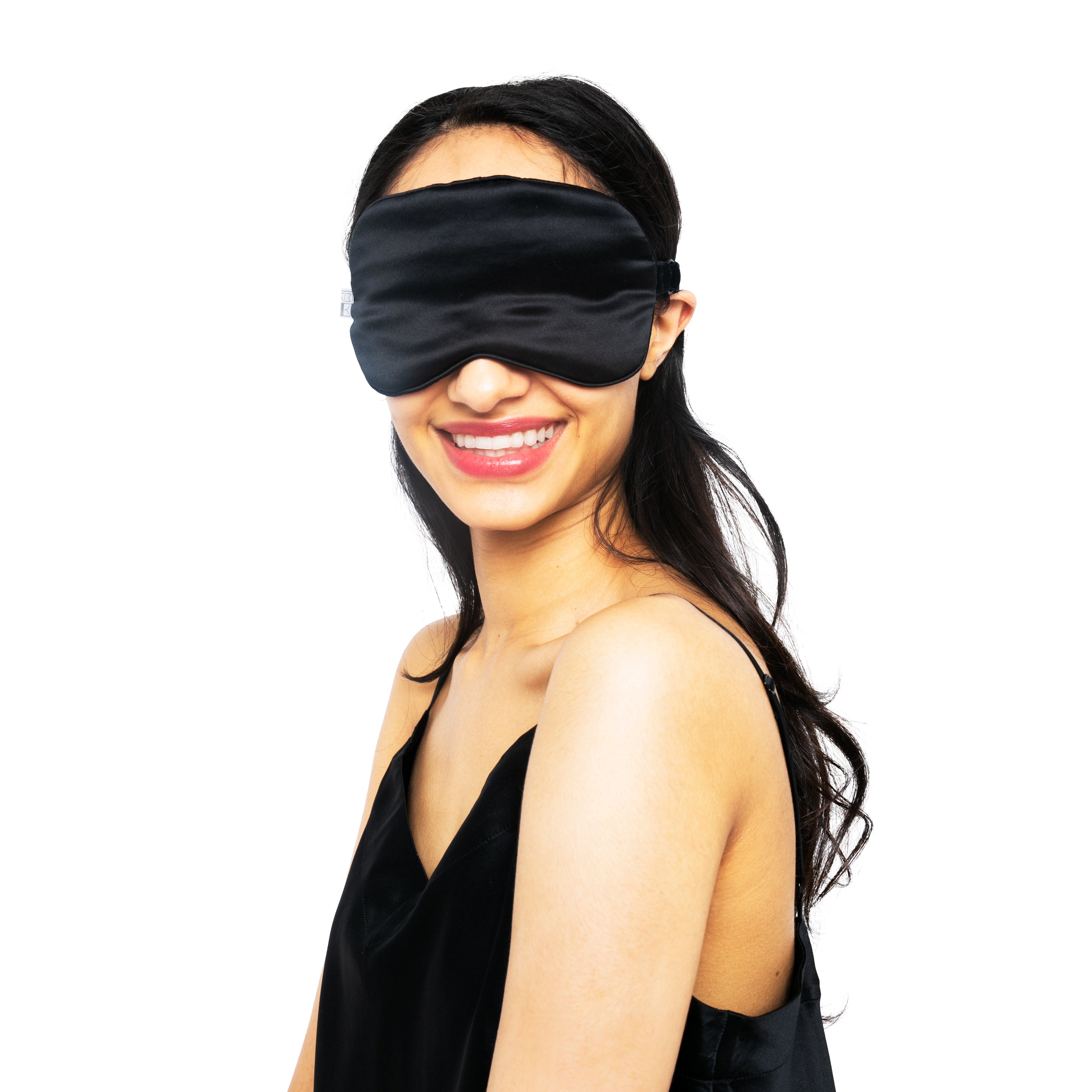 MYK Silk Sleeping Eyemask Filled with Pure Mulberry Silk Napping Blindfold for Sleeping Travel Eye Mask with Adjustable Strap for Comfort Black