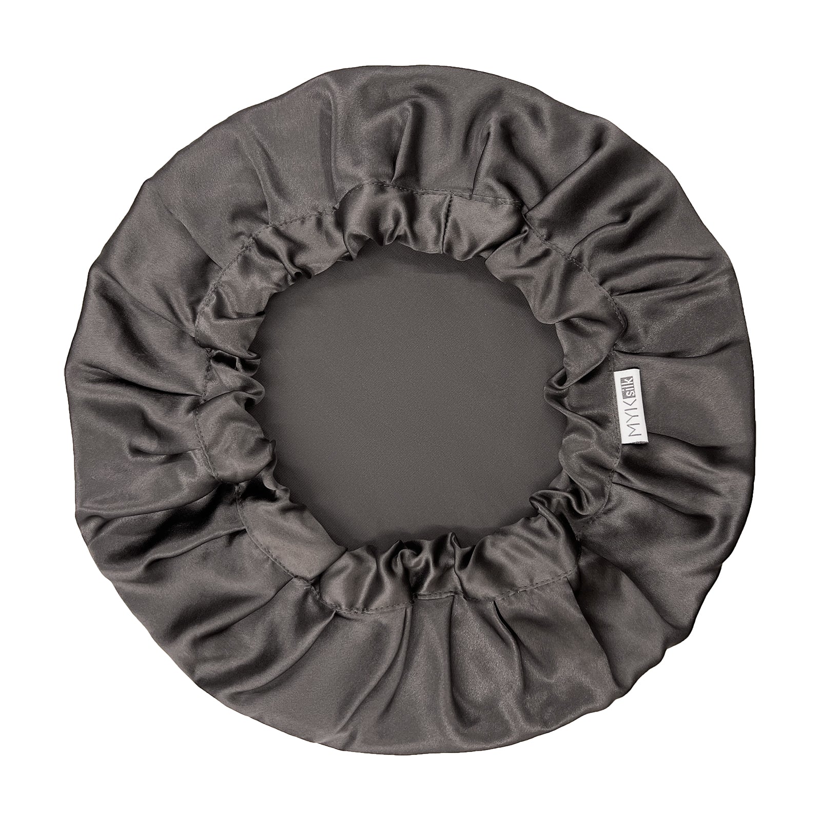 Silk Night Sleeping Cap Bonnet with Comfort Elastic Band - MYK Silk #color_charcoal grey
